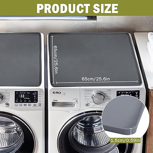 Miniatura 2 de 2 fundas para lavadora y secadora para la parte superior de silicona de 25.6 x 25.6 pulgadas, impermeable, cubierta de encimera, cubierta