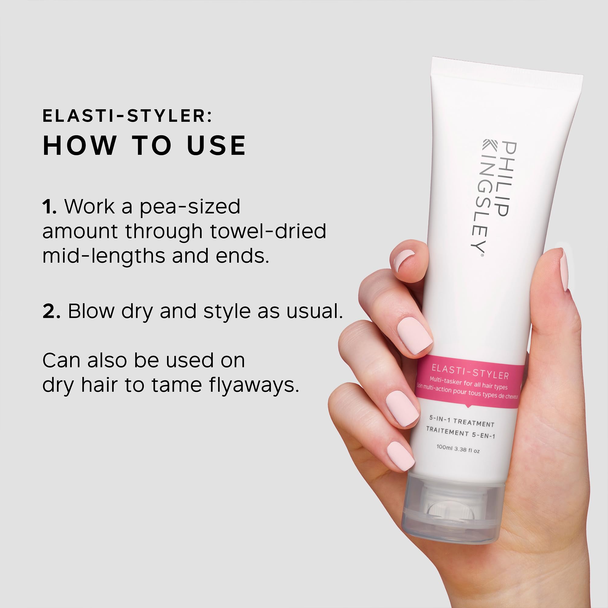 Philip Kingsley Elasti-Styler | 5-in-1 Pre-Styling Serum Behandlung | Haarstyling-Creme Konditionierende Maske | Anti-Frizz Smoothing Primes Bändigte, die Glanz verleihen | 100ml