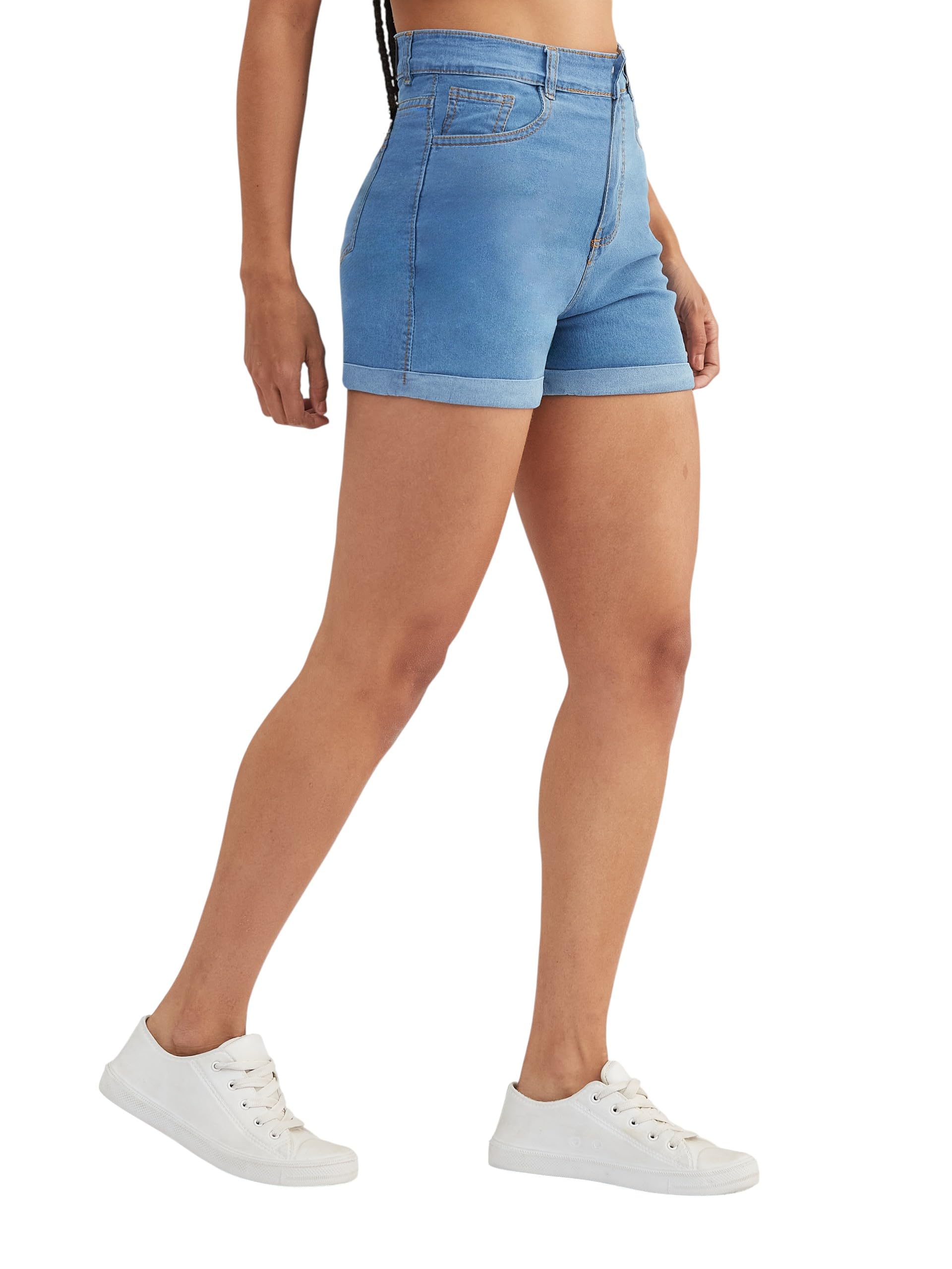 dolce crudo Women's Relaxed Fit Mid Rise Denim Shorts-picture-30