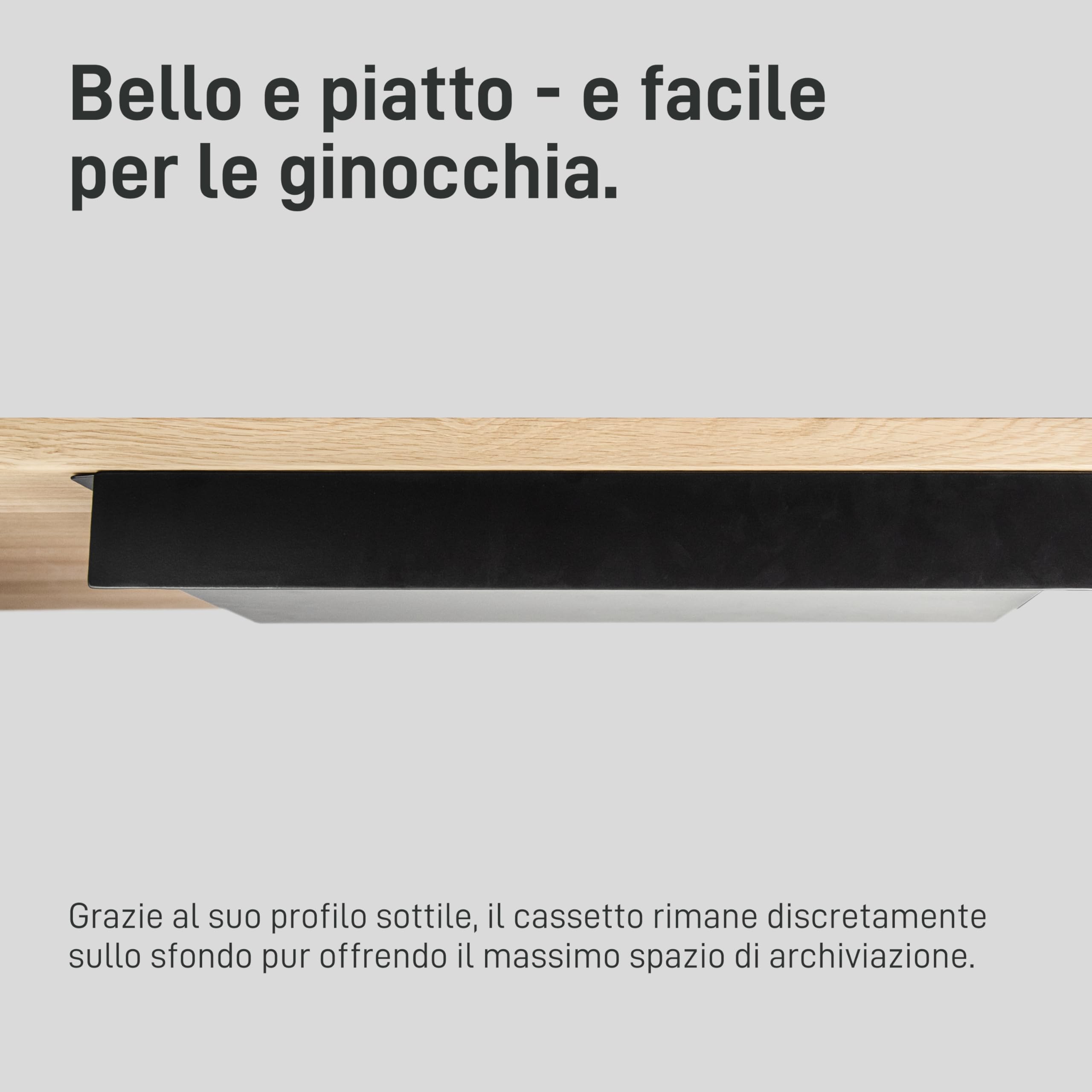 Natural Goods Berlin EXPERT - Cassetto in metallo nero con tappetino antiscivolo – 55 x 25 x 5 cm – Sottomano cassetto cassetto cassetto scrivania Under Desk Drawer cassetto scrivania
