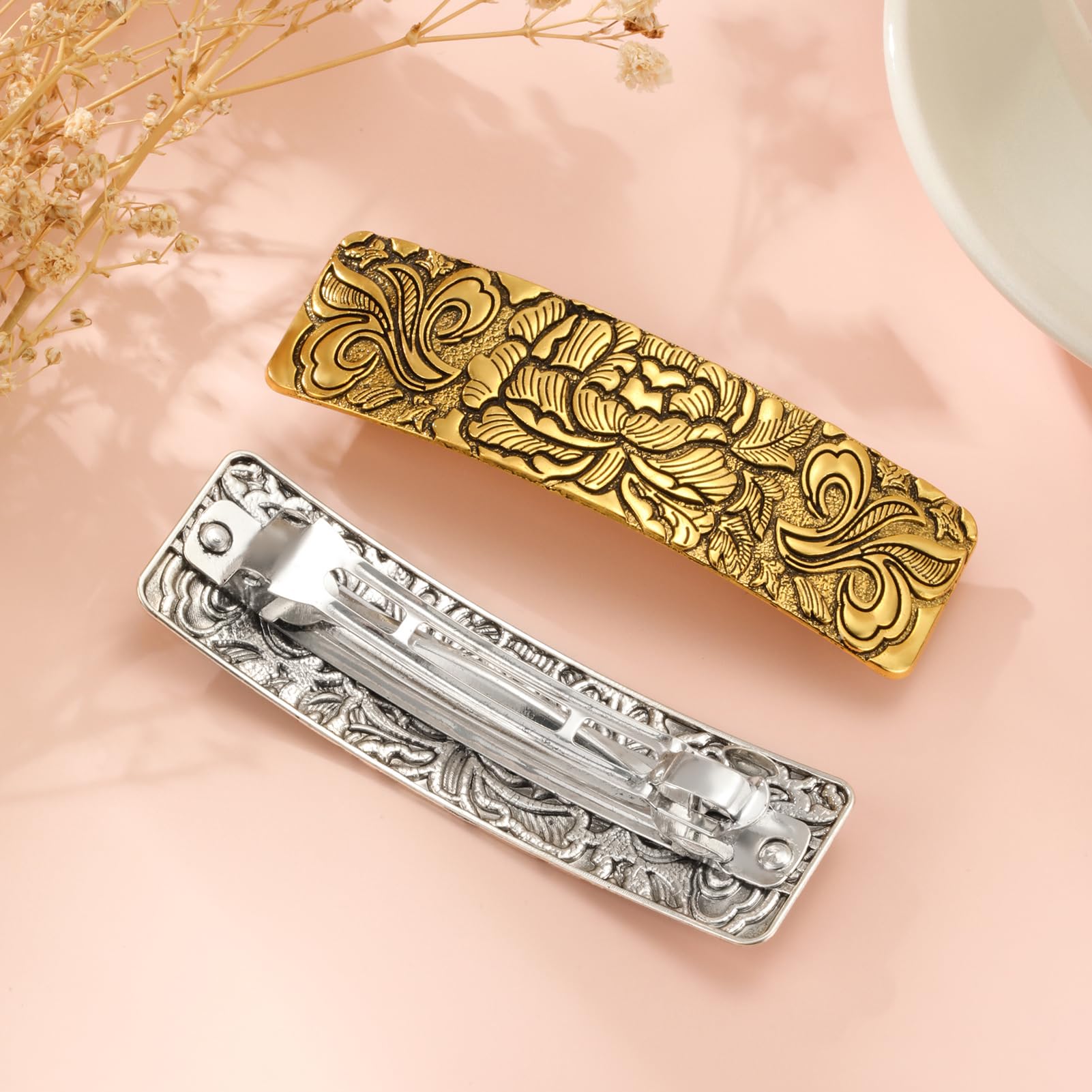 4 stuks vintage haarspeld metalen barrette voor dames, retro grote