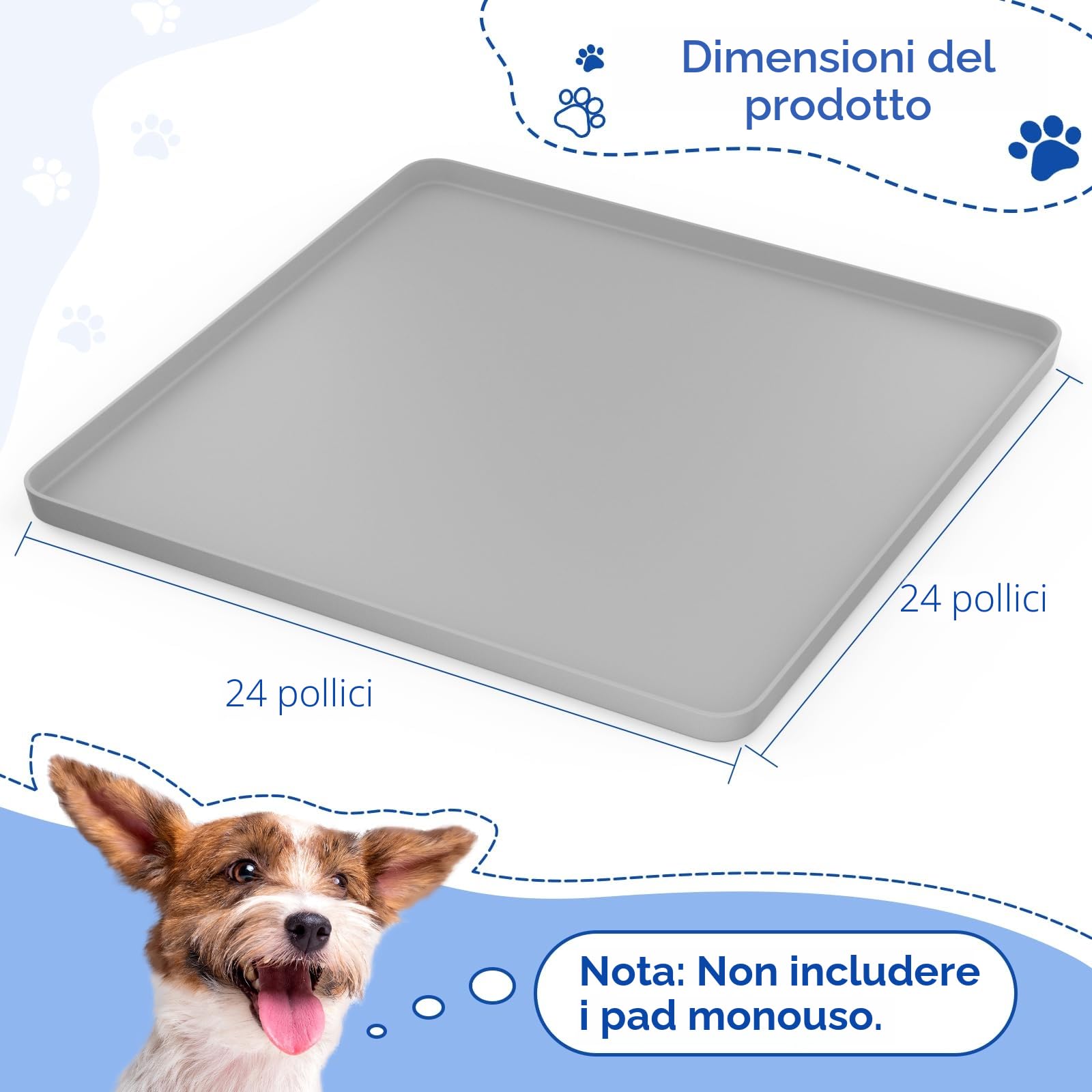 VavoPaw Supporto per Pad di pipì per Cani, 24" × 24" Cucciolo Supporto per Tappetino con Morsetti, Bordi Rialzati a Prova di Perdite per Cani, Titolare del Pannolino Impermeabile in Silicone