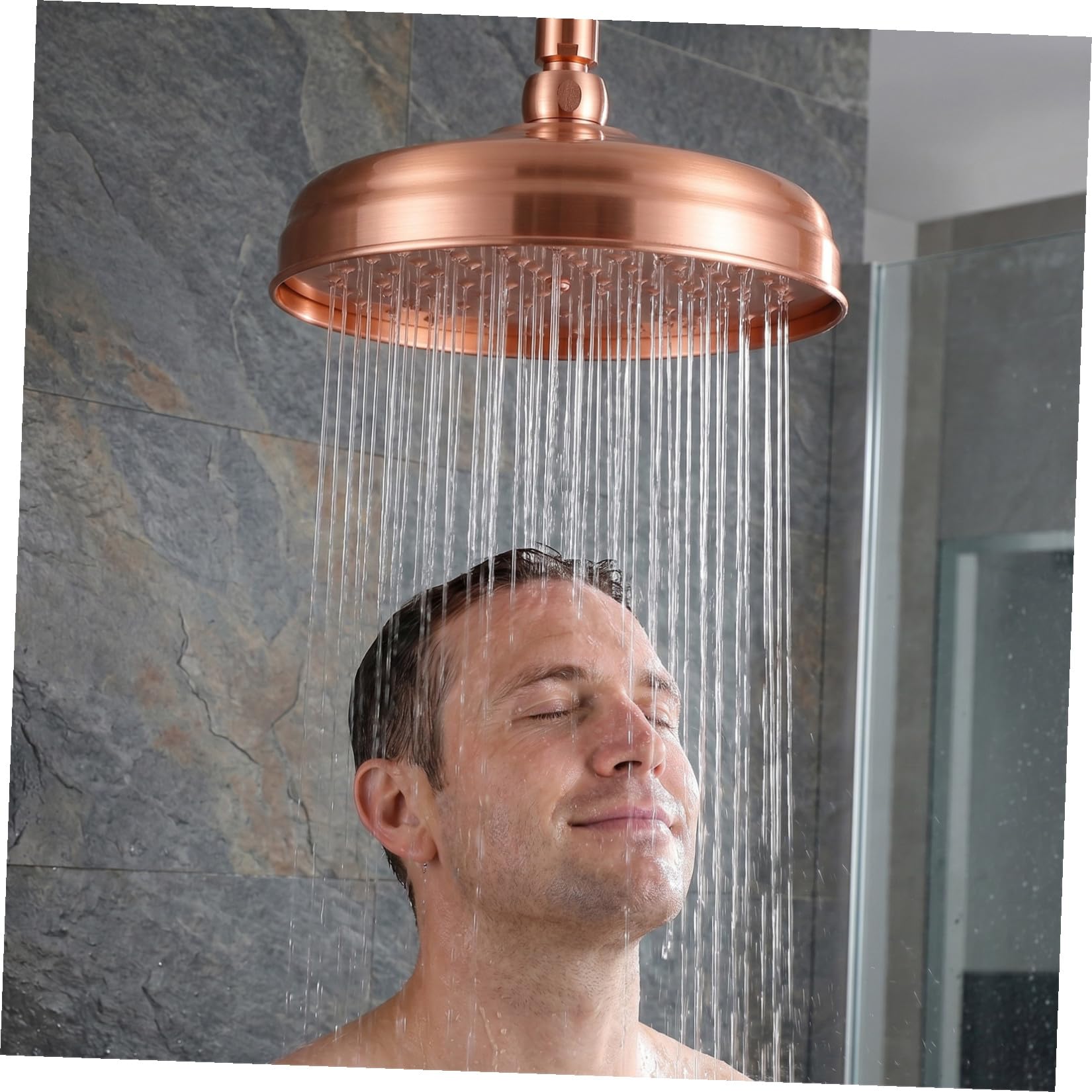 Cabezal de Ducha de Cobre Instalación Sencilla y Diseño Moderno para Baños, Rociador Retro Boquillas de Silicona y Efecto Lluvia Confortable