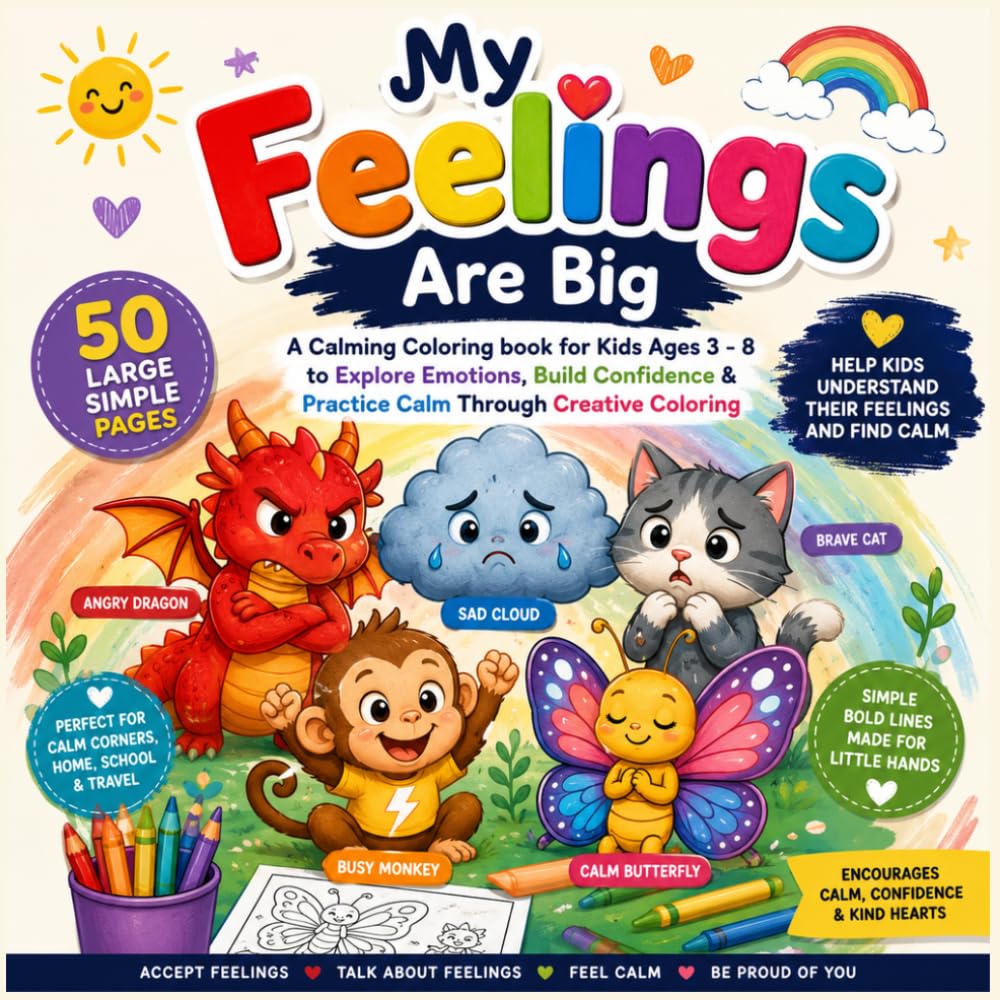 My Feelings Are Big: A Coloring Book to Help Kids Understand, Express, and Calm Big Emotions