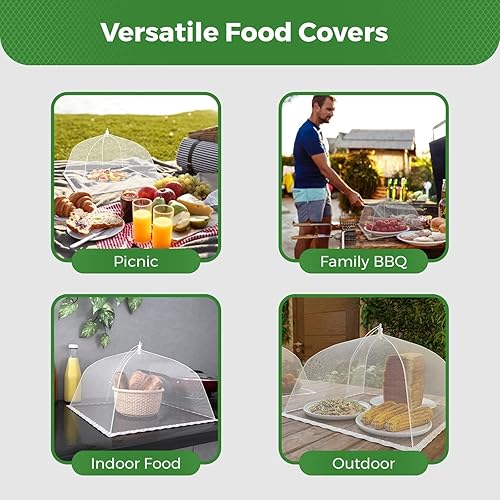 Miniatura 3 de Simply Genius Pop-Up Mesh Food Covers - 17 x 17 in, White, 6 Pack, Large & Tall - Reusable & Collapsible Food Tents for Outdoor Serving