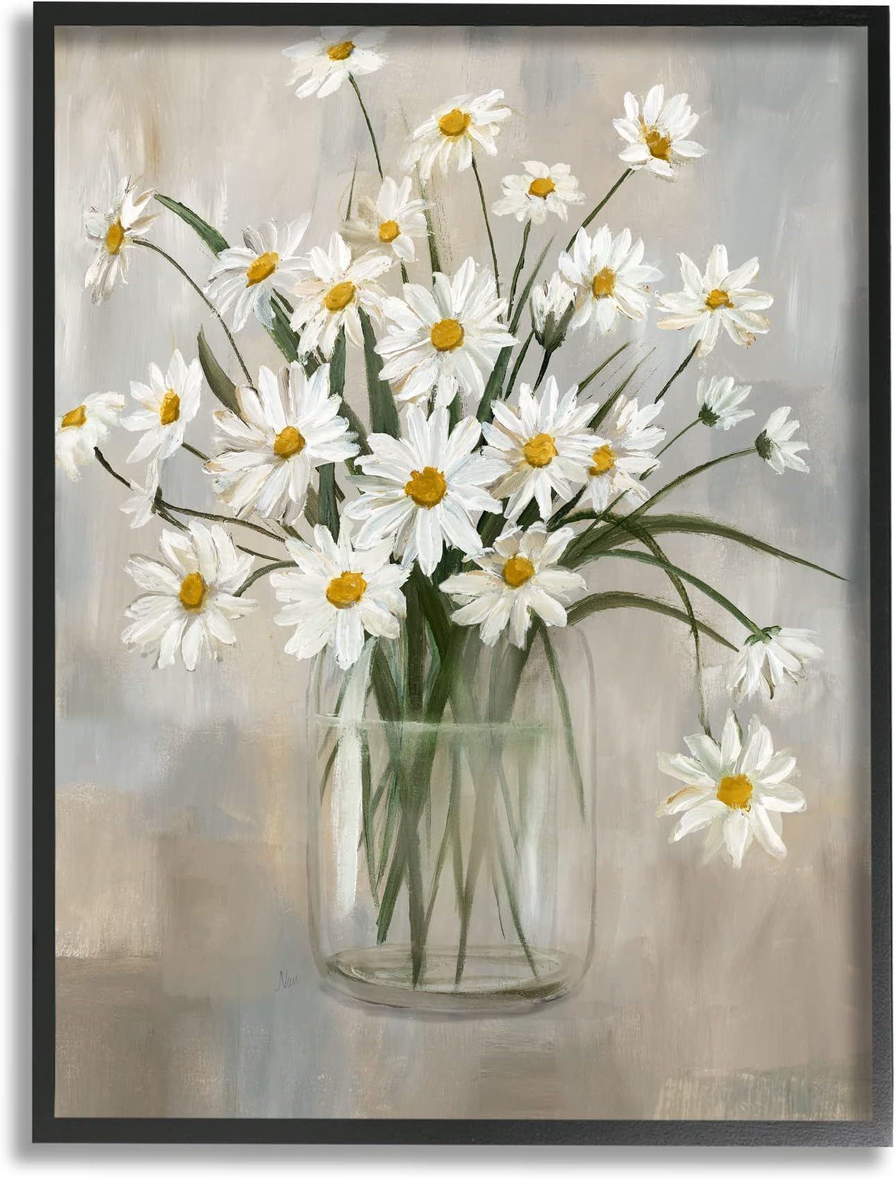 Stupell Industries Daisy Bloom Bouquet Potted Flowers Abstract Pattern Framed Giclee Art Design by Nan