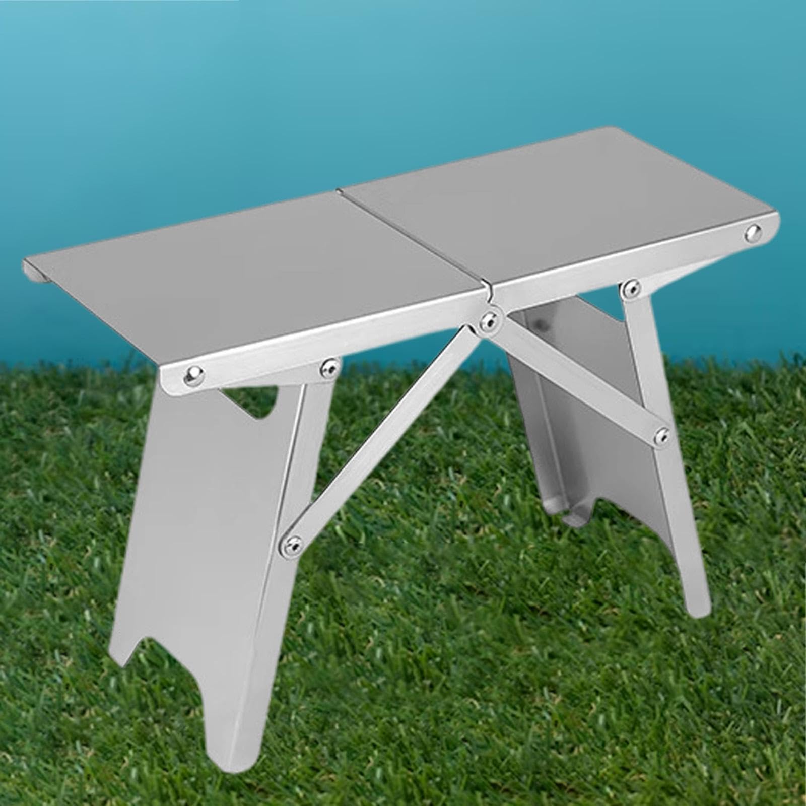 Menolana Stainless Steel Folding Camping Table,Outdoor Stool,Lightweight Portable Fishing Chair Picnic Table for Backyards Picnic Lawn