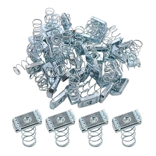 Miniatura 7 de (100) Tuercas de canal de puntal, tuercas de canal de resorte 38-16 con acabado galvanizado de zinc, tuercas de resorte largas ideales para usar con