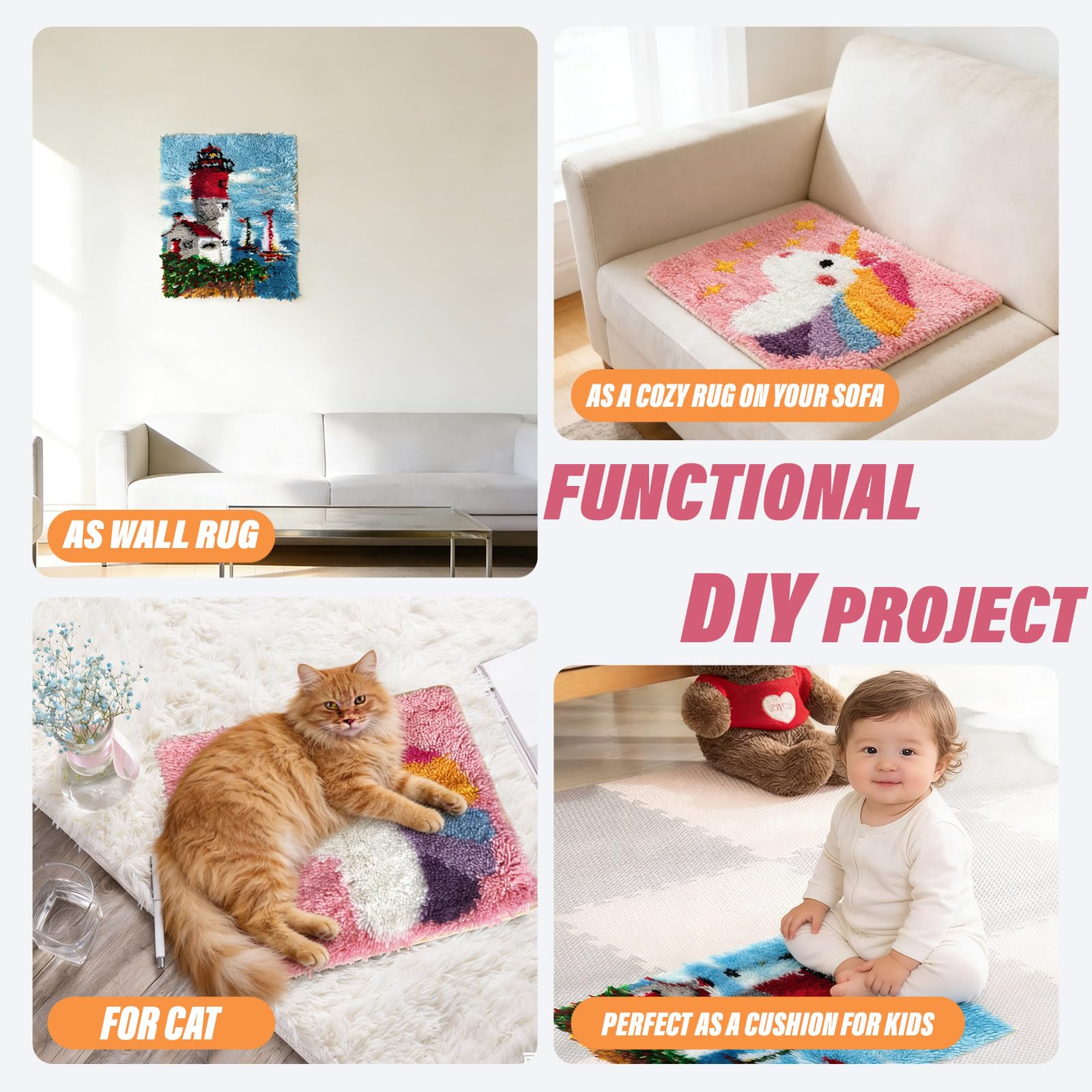Raixleb Zestawy haczyków zatrzaskowych wzór dywanu z nadrukiem 50 x 38 cm DIY dla dzieci i dorosłych prezent dla rodziny przyjaciół robótki ręczne rzemiosło urocze prezenty świąteczne pies