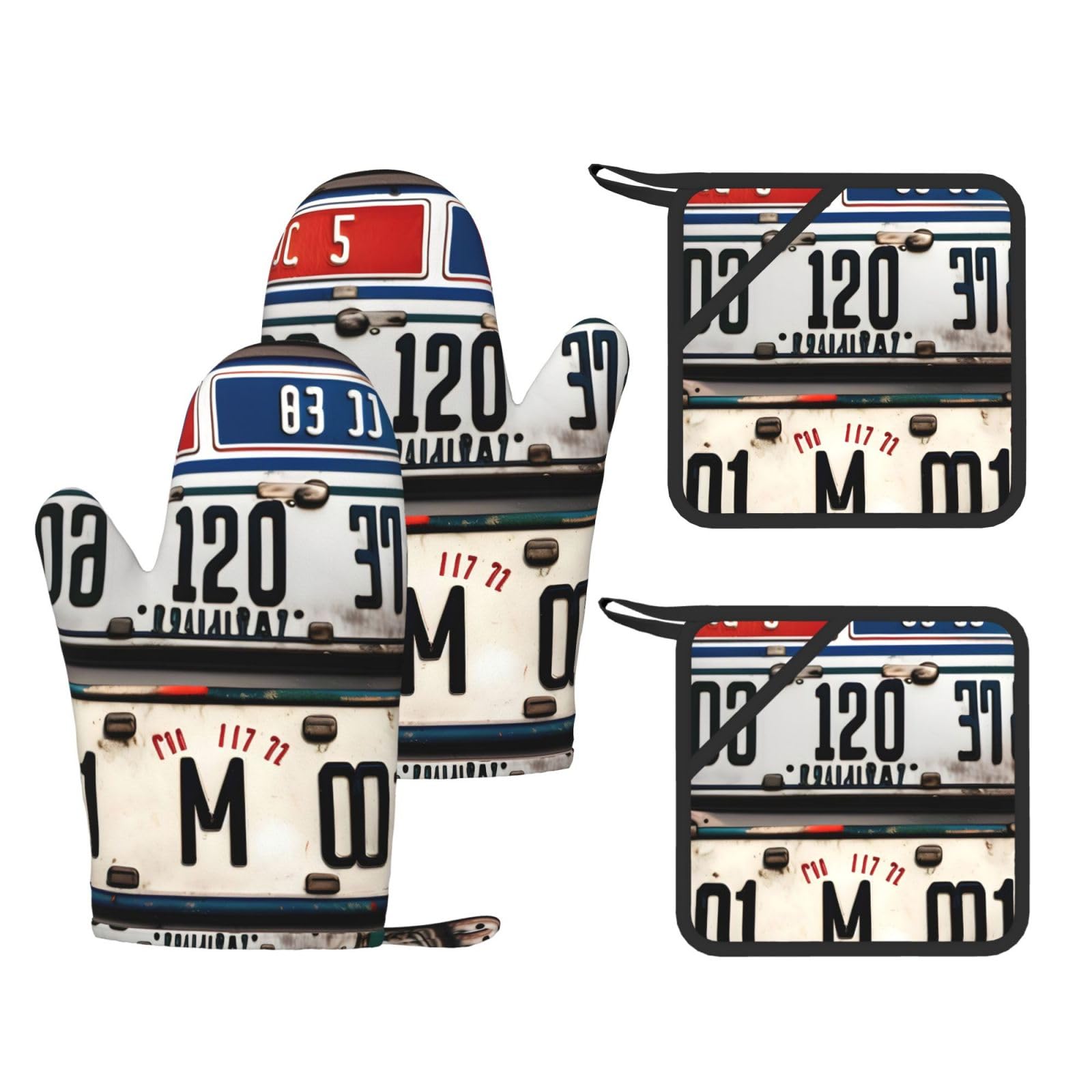 Maniques en silicone avec doigts et motif original pour ustensiles brûlants