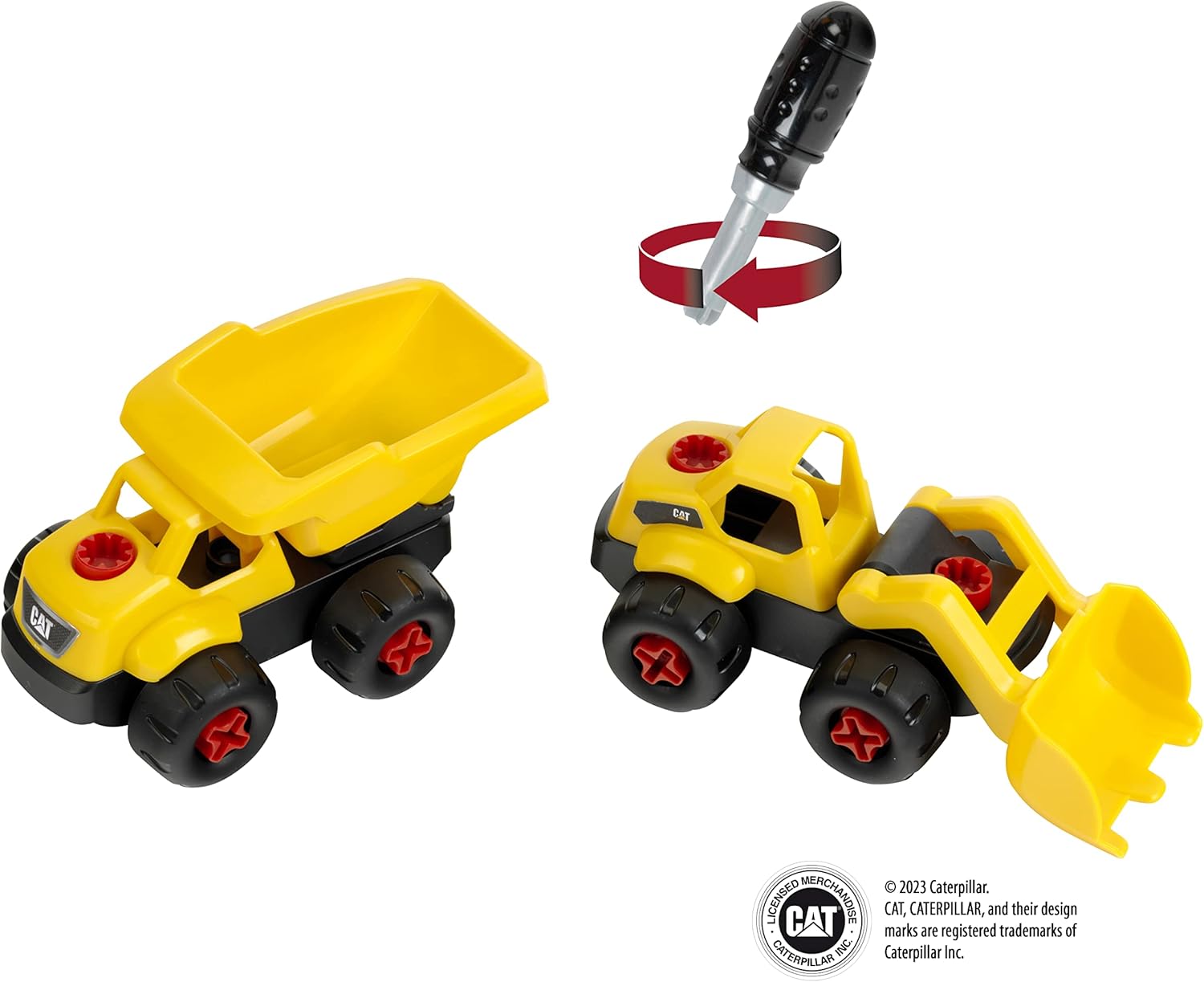 CAT®: Screw Truck 4-in-1 Set - Theo Klein 23 Piece Assembly Construction Toy with Toolbox, Including Digger & Dumper, Kids Pretend Play, Ages 3+