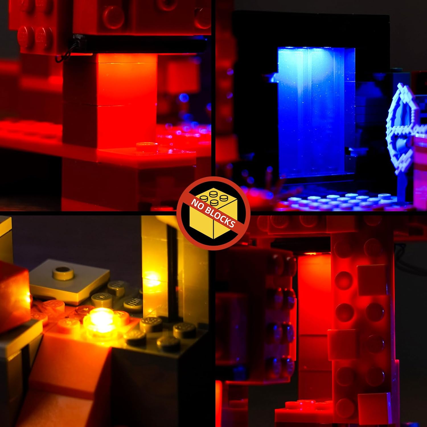 BrickBling Light Kit Compatible with Lego Mine-Craft The Nether Portal Ambush 21255, Creative Lighting Compatible with Lego Nether Portal Ambush, Great Gift for Kids Aged 10+(Lights Only, No Bricks)