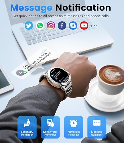 Miniatura 3 de Relojes inteligentes para hombres, recordatorio de mensaje de llamada de voz, pantalla AMOLED de 1.43 pulgadas con monitor de actividad física de 24