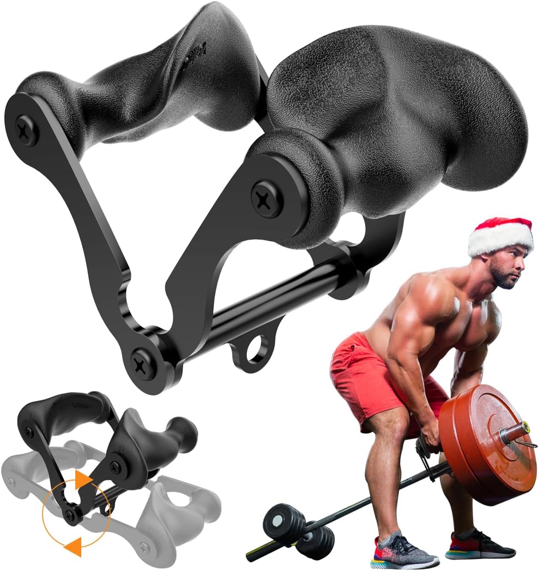 veimiaV Bar T-Bar Row Landmine Handle Attachment for Barbell Bars, Solid Mine Double D Row Handle Grips with Non-Slip Rubber Grips, T-Row Attachment for Olympic Strength Training Bars