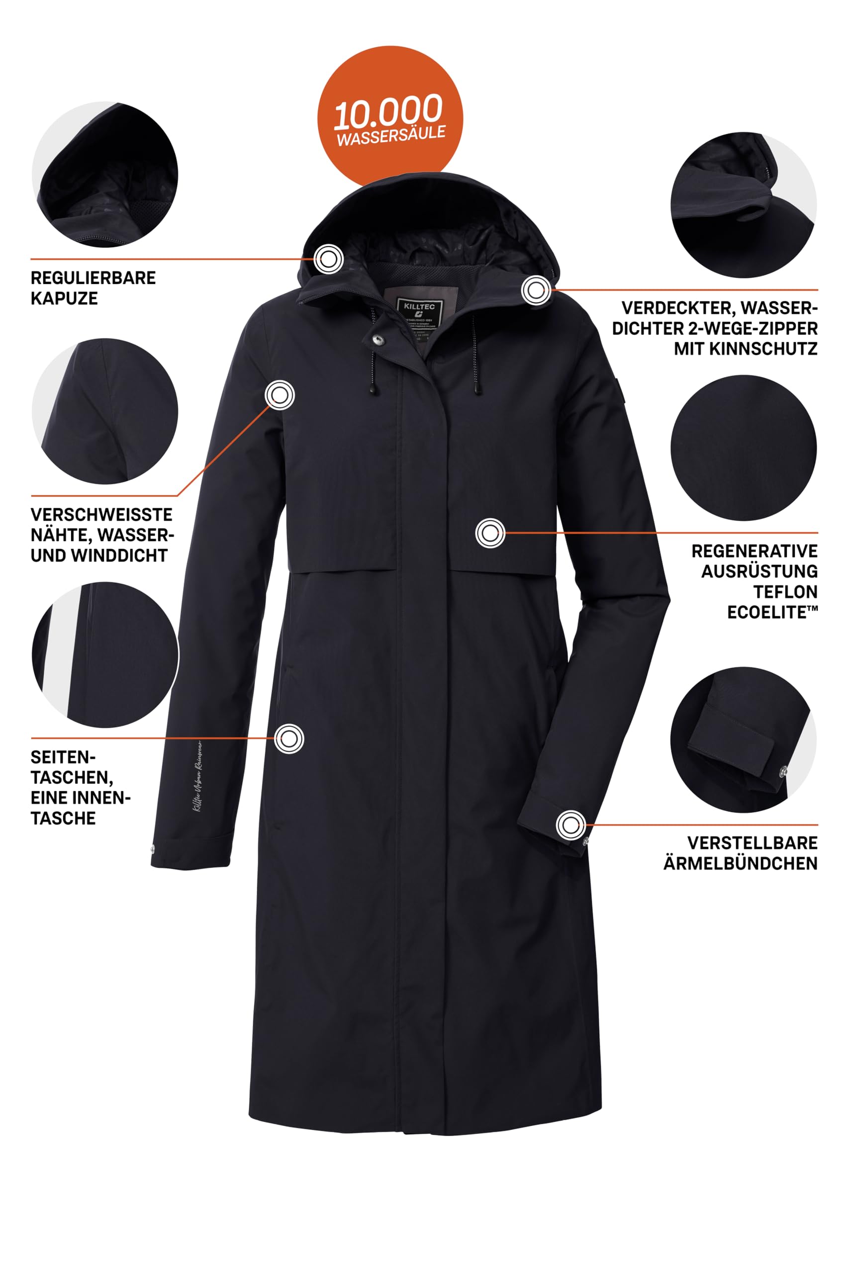 Killtec Damen Kos 46 Wmn Prk Funktionsparka/Parka wasserdicht mit Kapuze