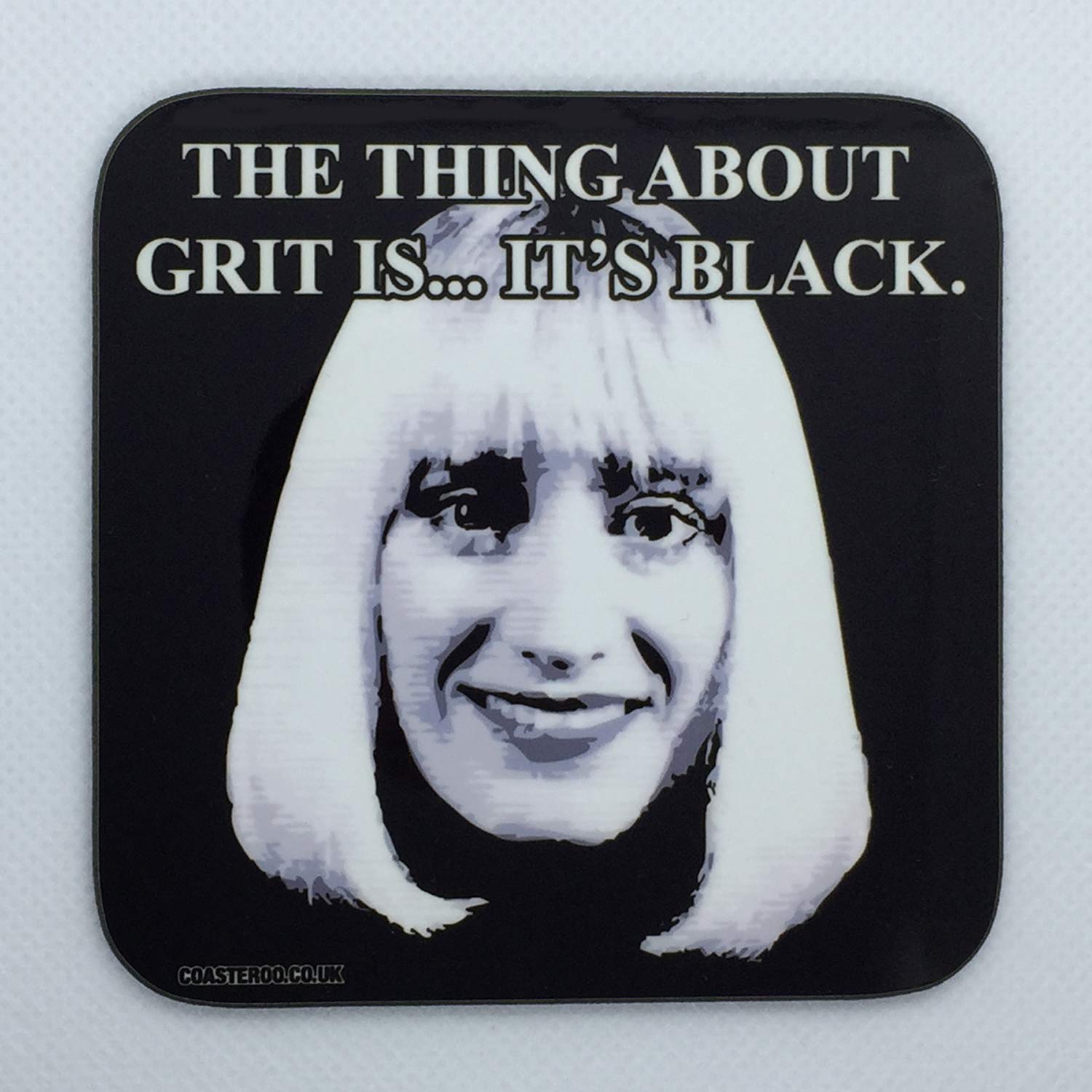 Coasteroo Black Grit Is - Holly From Red Dwarf - Drinks Coaster - Hardboard - 9Cm X 9Cm - Gloss Finish