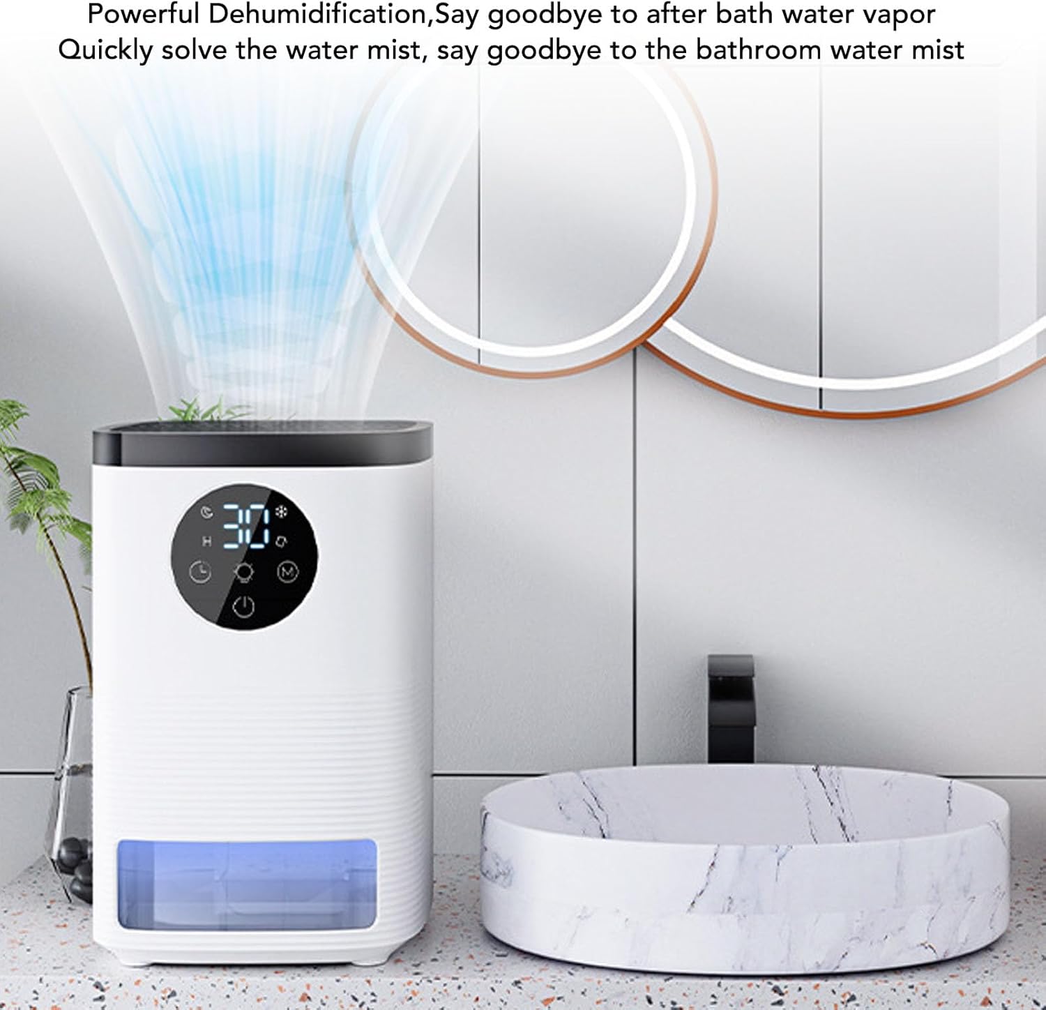 Luqeeg Desktop Dehumidifier White Small Quiet Dehumidifier with Timer LED Lights Sleep Mode Mode 1400ml Water Tank Capacity for Small Rooms Bathrooms Closets, Compact & Practical