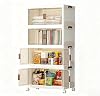 Storage Boxes with Lid, 4-Tier Plastic Stackable Storage Boxes with 1 Lid 28L/Tier, Folding Collapsible Bins with Wheels, Storage Organizer for Bedroom Living Room Office
