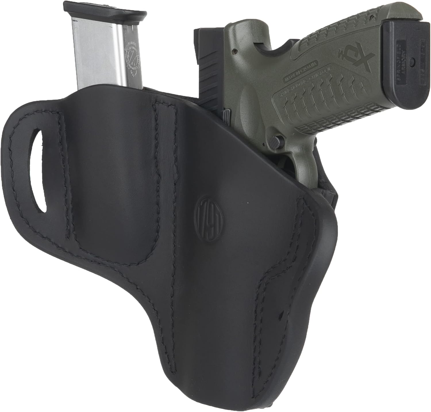 1791 GUNLEATHER P320 Holster, OWB Leather Gun and Magazine Belt Holster. Compatible with Sig P320, SP2022, P227, Beretta, Springfield, HK and Most Large Frame Pistols