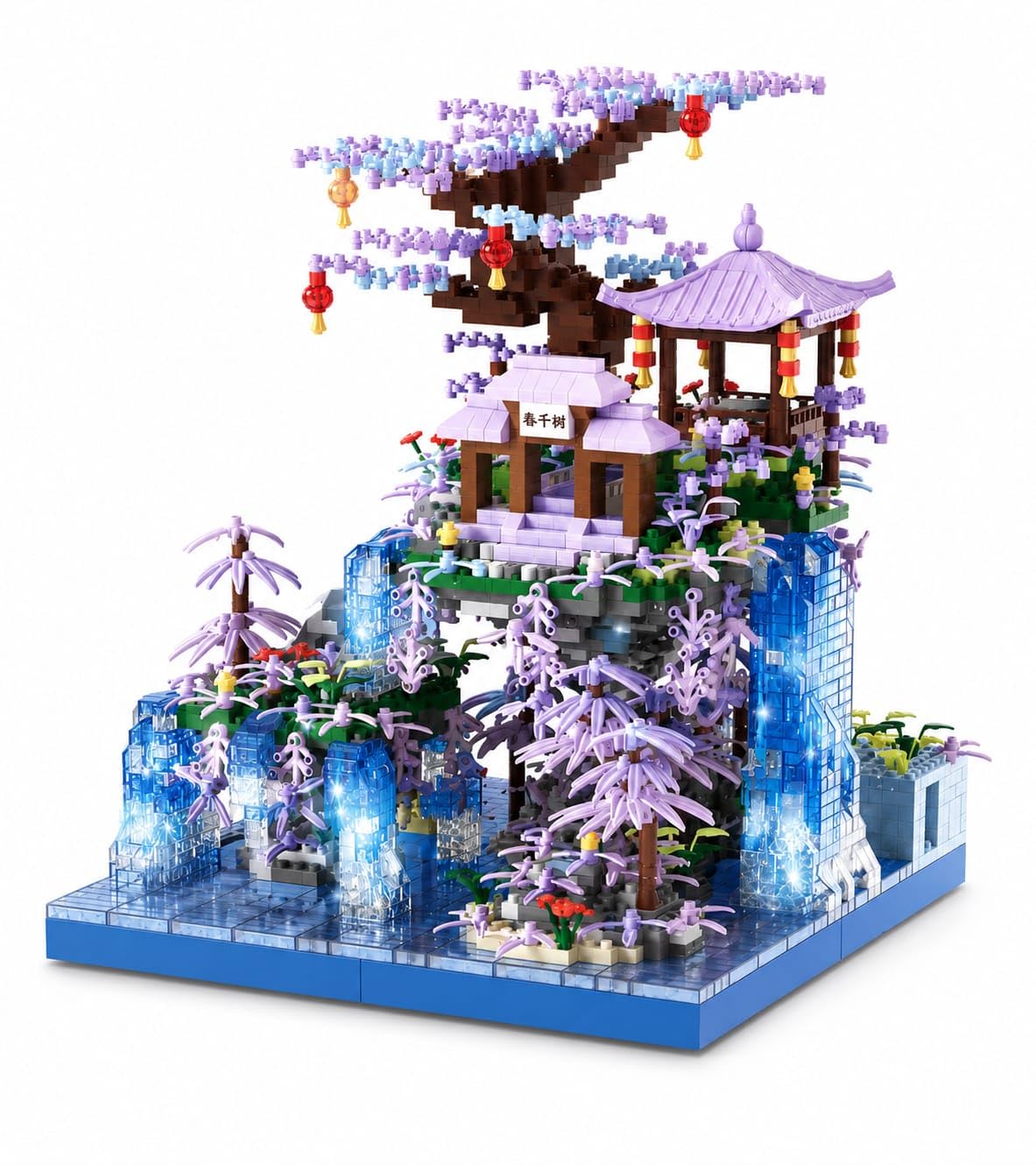 SKY LINE OCEAN Cherry Blossom Tree House Micro Building Blocks Set – 2500+ Pieces Peach Blossom Pond Architecture Kit with LED Lights, Fairy Pavilion Model Gift for Adults & Kids | 6 Months Warranty-image-3