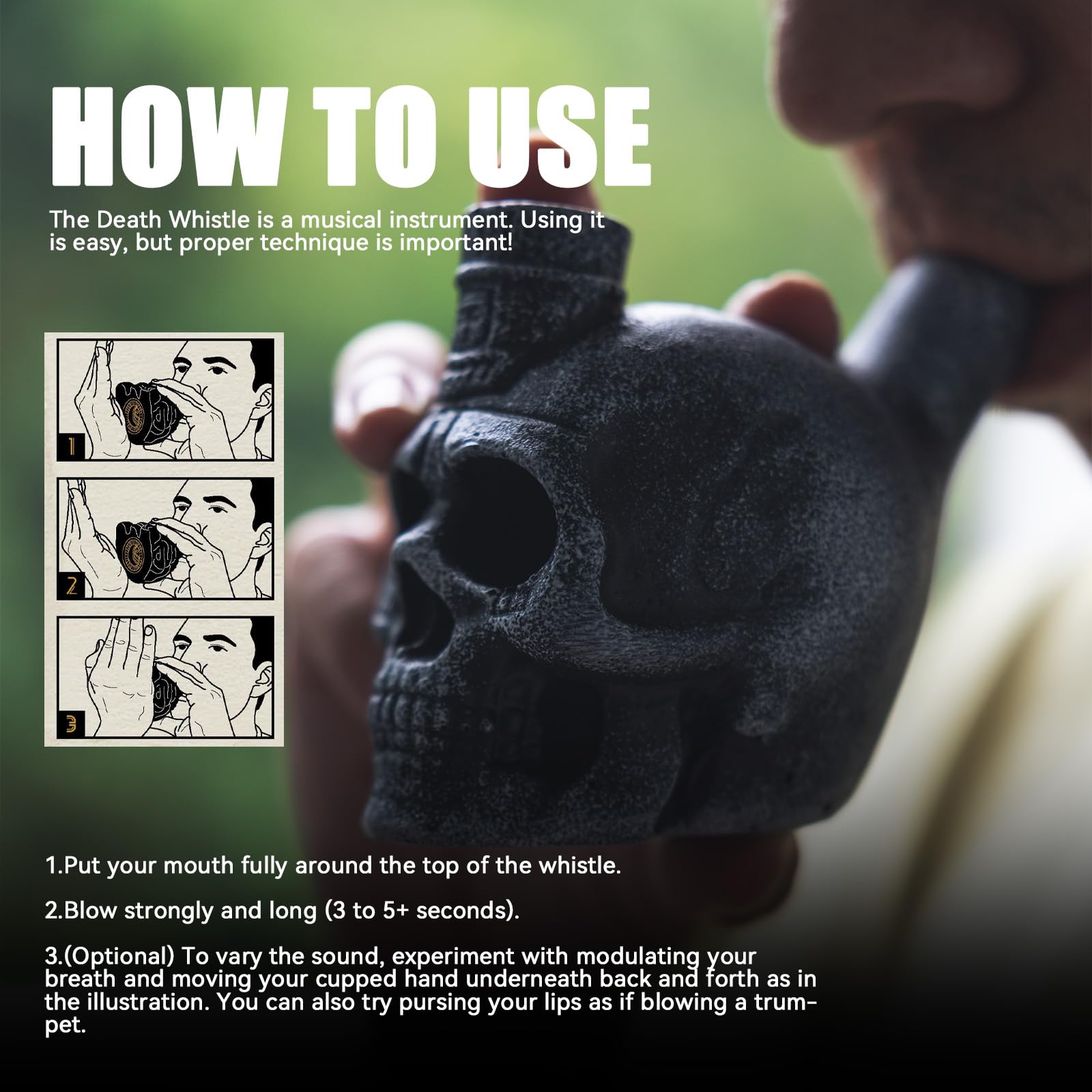 Autentico Aztec Death Whistle, Fischio Azteco Della Morte Forte e Realistico, Regali di Natale Unici, Decorazioni o Oggetti da Collezione