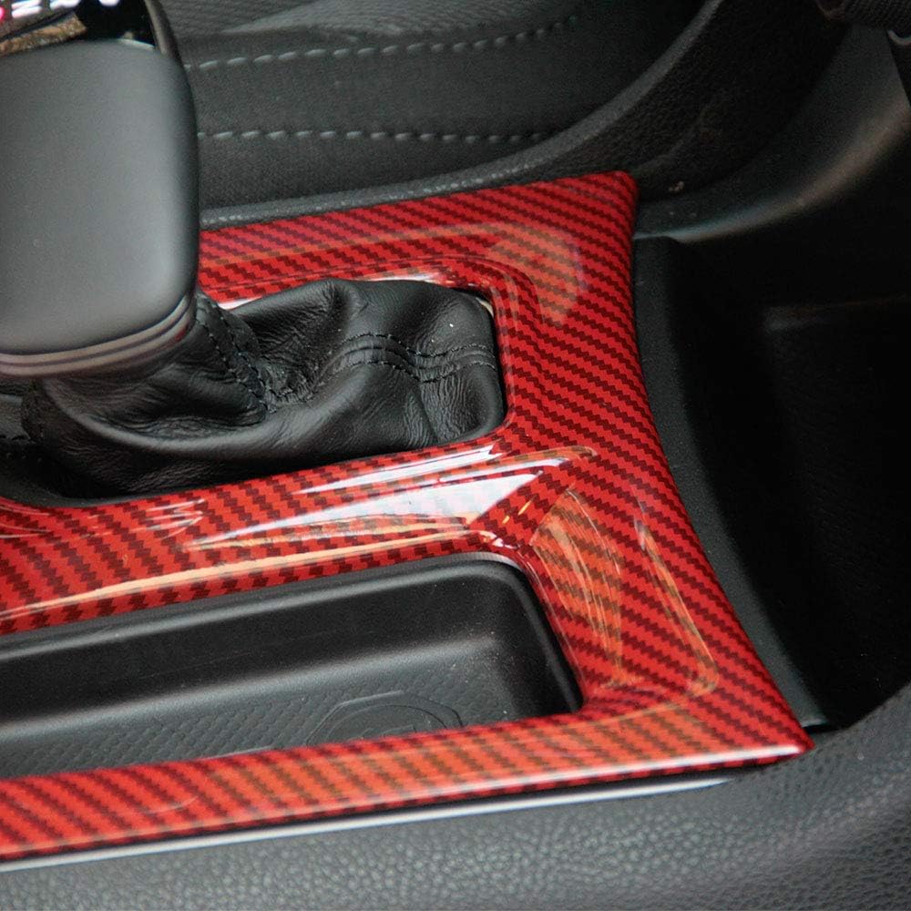 crosselec Carbon Fiber Central Control Gear Shift Panel Trim Fit for Dodge Charger 2015+ (red)