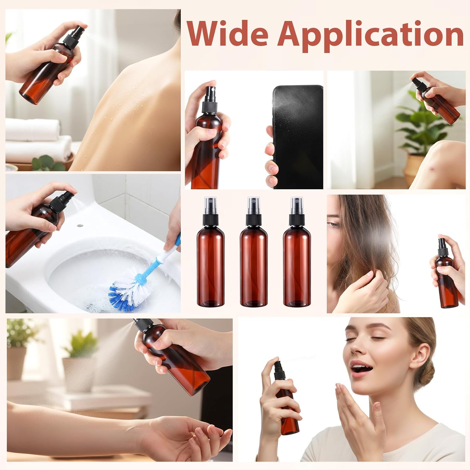 90 Pack 4 Oz Spray Bottle Mini Spray Bottles Plastic Amber Spray Bottles Portable Fine Mist Spray Bottle Refillable Perfume Bottle Empty for Plants, Cleaning, Misting and Skin Care