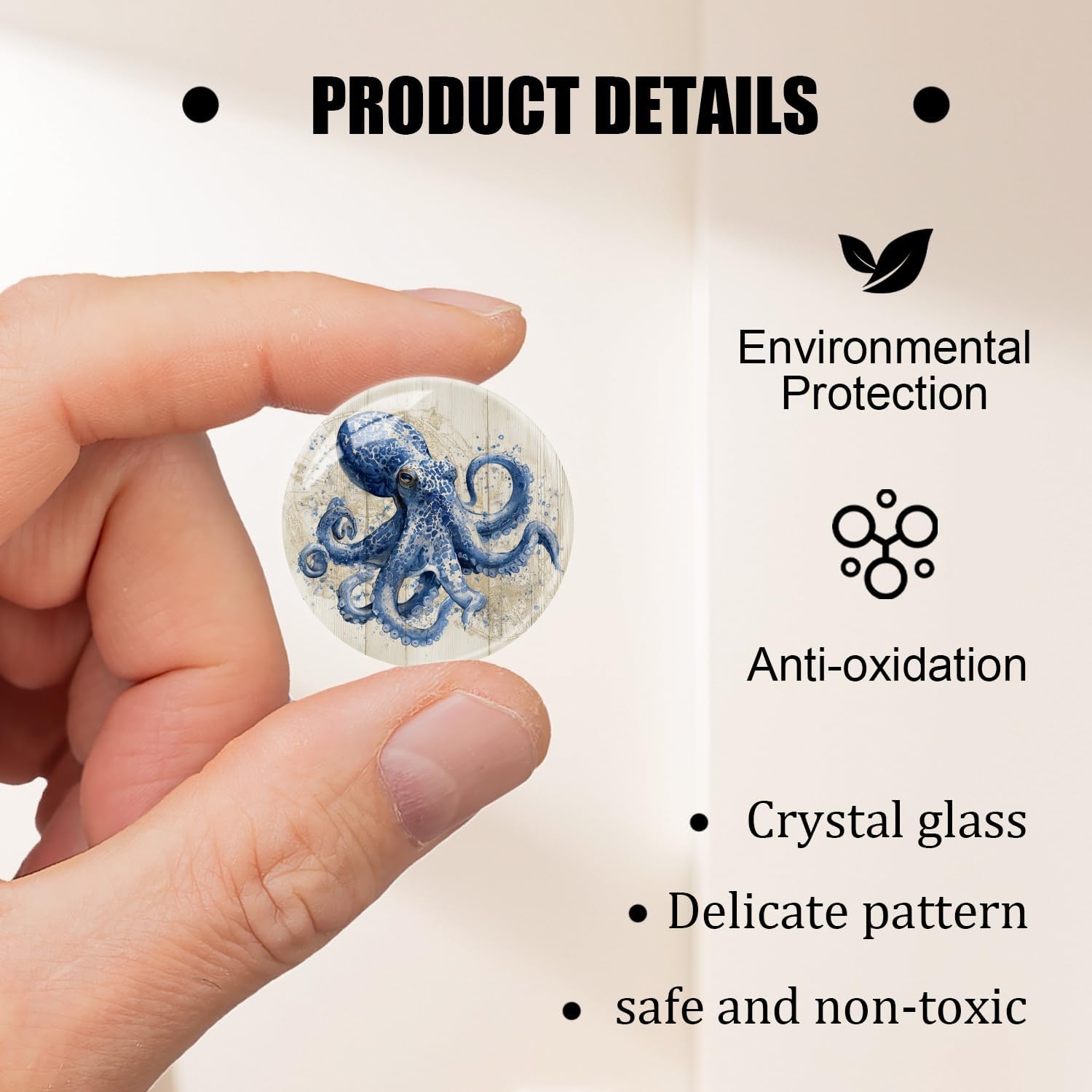 6Pcs Strong Refrigerator Magnets,Mini Round Glass Fridge Magnets Funny Marine Animal Magnets for Office,Kitchen,Classrooms,Whiteboard,Cabinet image 3