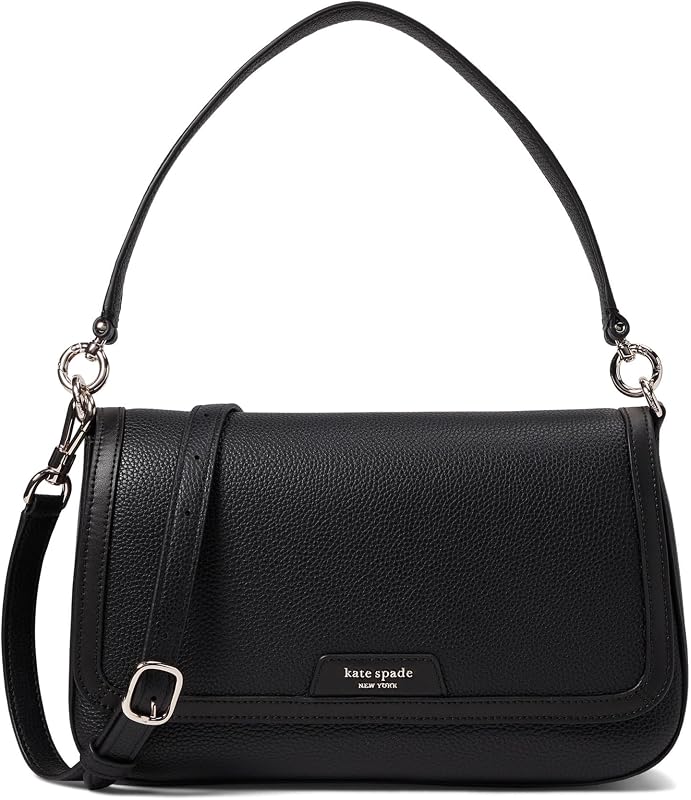 kate spade new york womens Hudson Pebbled Leather Flap Shoulder Bag
