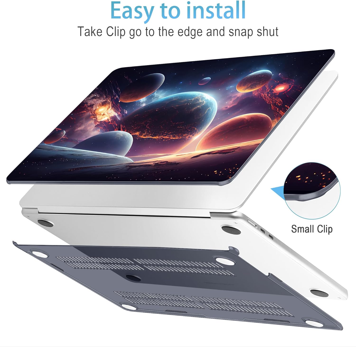 Mektron for 2025 M4 MacBook Air 13.6 Inch A3240 Case Fits 2023 A2681 M2 2024 A3113 M3 Chip with Liquid Retina Display Touch ID, Printed Plastic Hard Shell Cover for MacBook Air 13.6", Planets - Image 4