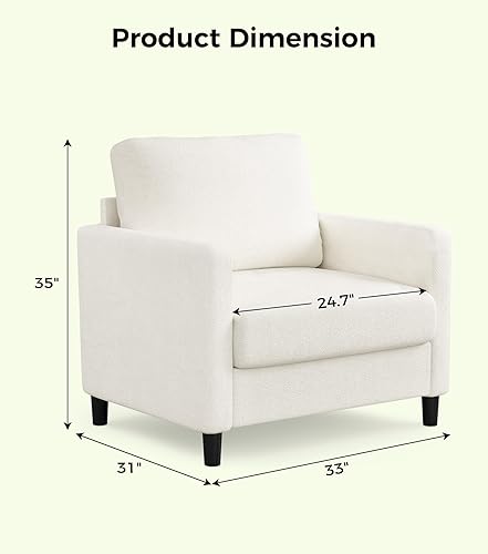 Miniatura 2 de Silla decorativa para sofá, silla de lectura de 33 pulgadas para dormitorio, sillas de sala de estar de instalación sin herramientas, cómodas sillas