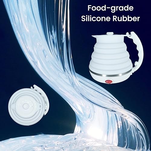 Miniatura 5 de Hervidor eléctrico de viaje, hervidor de té portátil pequeño, hervidor eléctrico plegable de silicona de grado alimenticio, apagado automático y