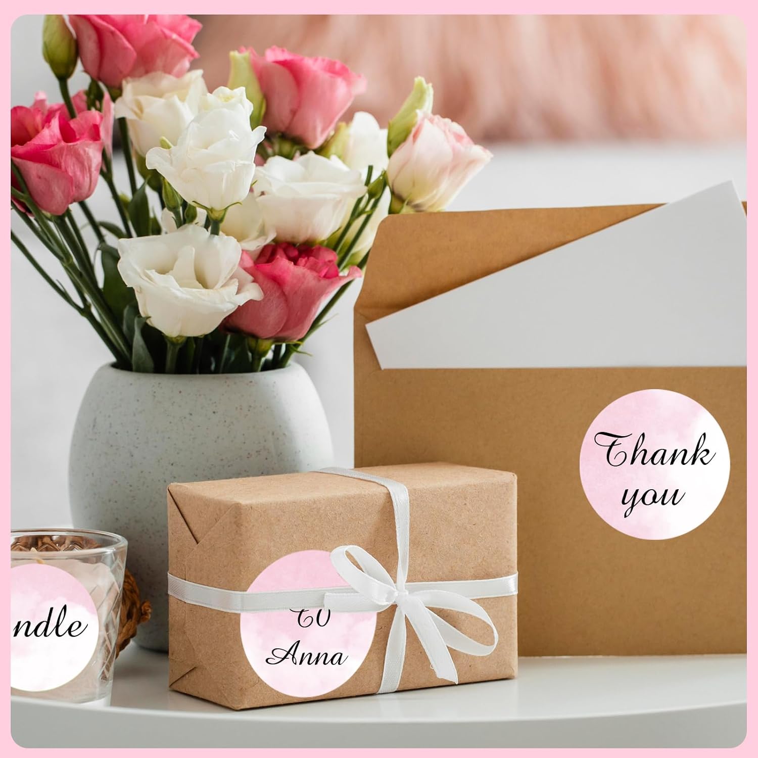 Starboling Thermal Label,2 Inch Pink Watercolor Round Thermal Printer Stickers,Self-Adhesive Round Direct Thermal Labels,Thermal Stickers for DIY Logo Design,Name Tag,500 Labels/1 Roll - Image 5