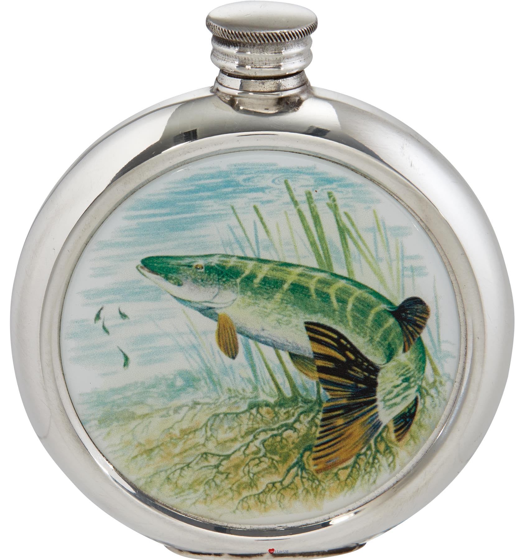 Flasque ronde en étain 6 oz avec motif brochet Game Fish Pike pour alcool