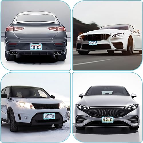 Vista 27 de Paquete de 2 marcos de matrícula brillantes para mujer, accesorios de automóvil con diamantes de imitación brillantes con tapas de cristal con Blanco