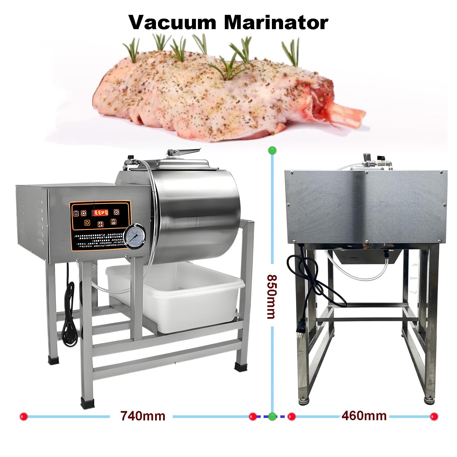 Marinador de Carne al Vacío, Máquina de Pickle para Alimentos, Verduras y Carne, Marinador de Pollo, Máquina de Curado al Vacío, para Caza, Salchichas, Tocino (45L)