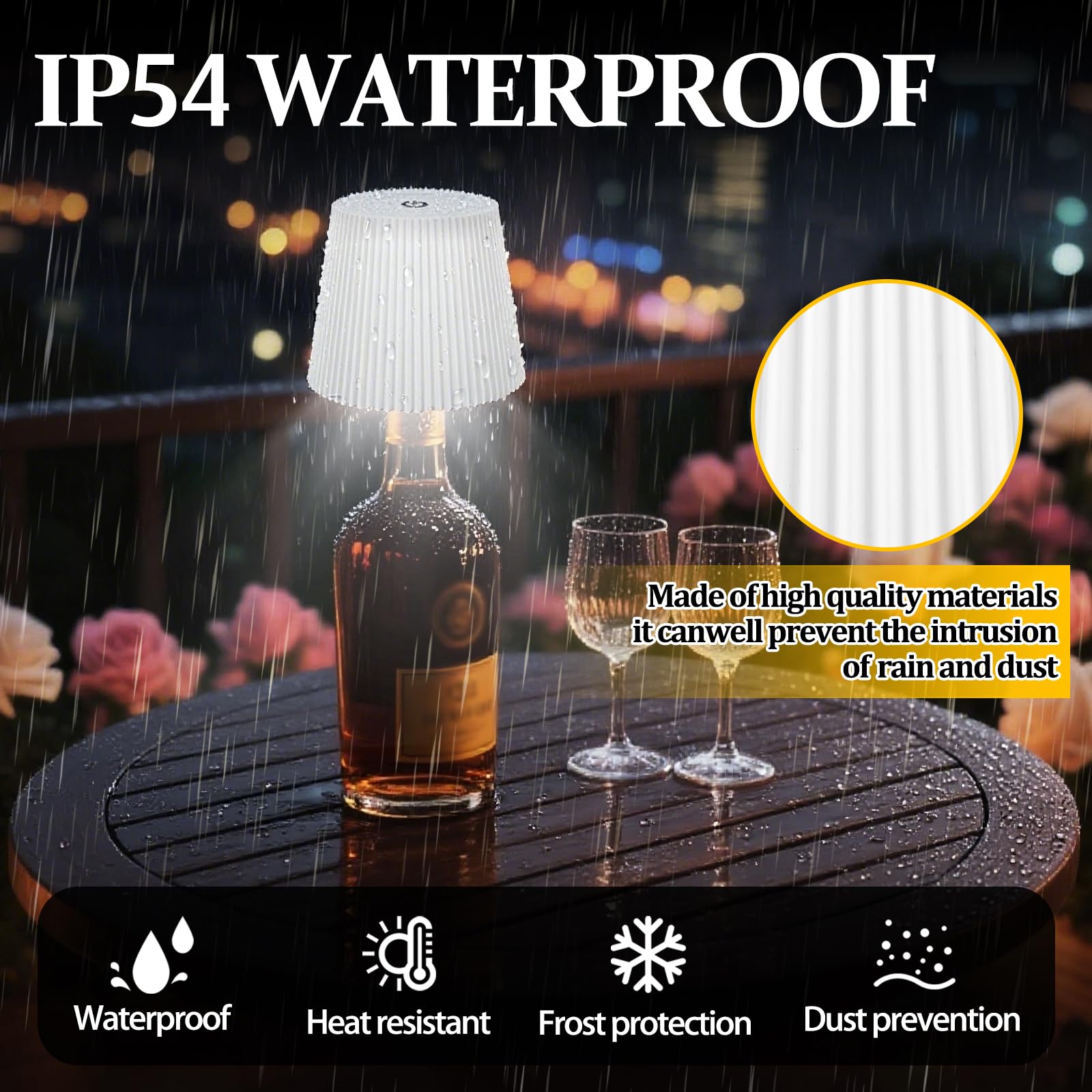 Lámpara LED Recargable Para Botella, 3 Modos De Temperatura De Color Ajustables, Táctil, Protección IP54, Lámpara Mesa Inalámbrica Recargable USB, Ideal Para Restaurante, Dormitorio, Jardín,(Blanco)
