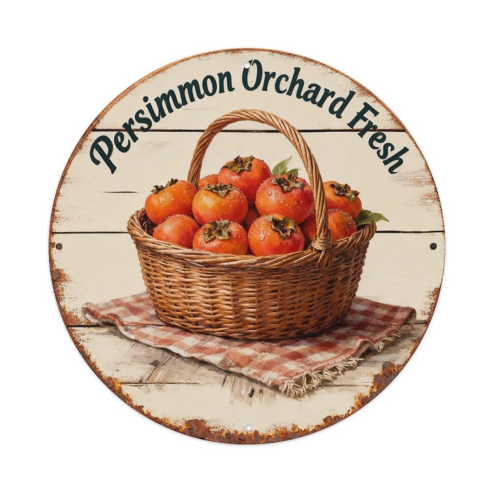 Persimmon Orchard Fresh Sign Metal Tin Sign Plaque