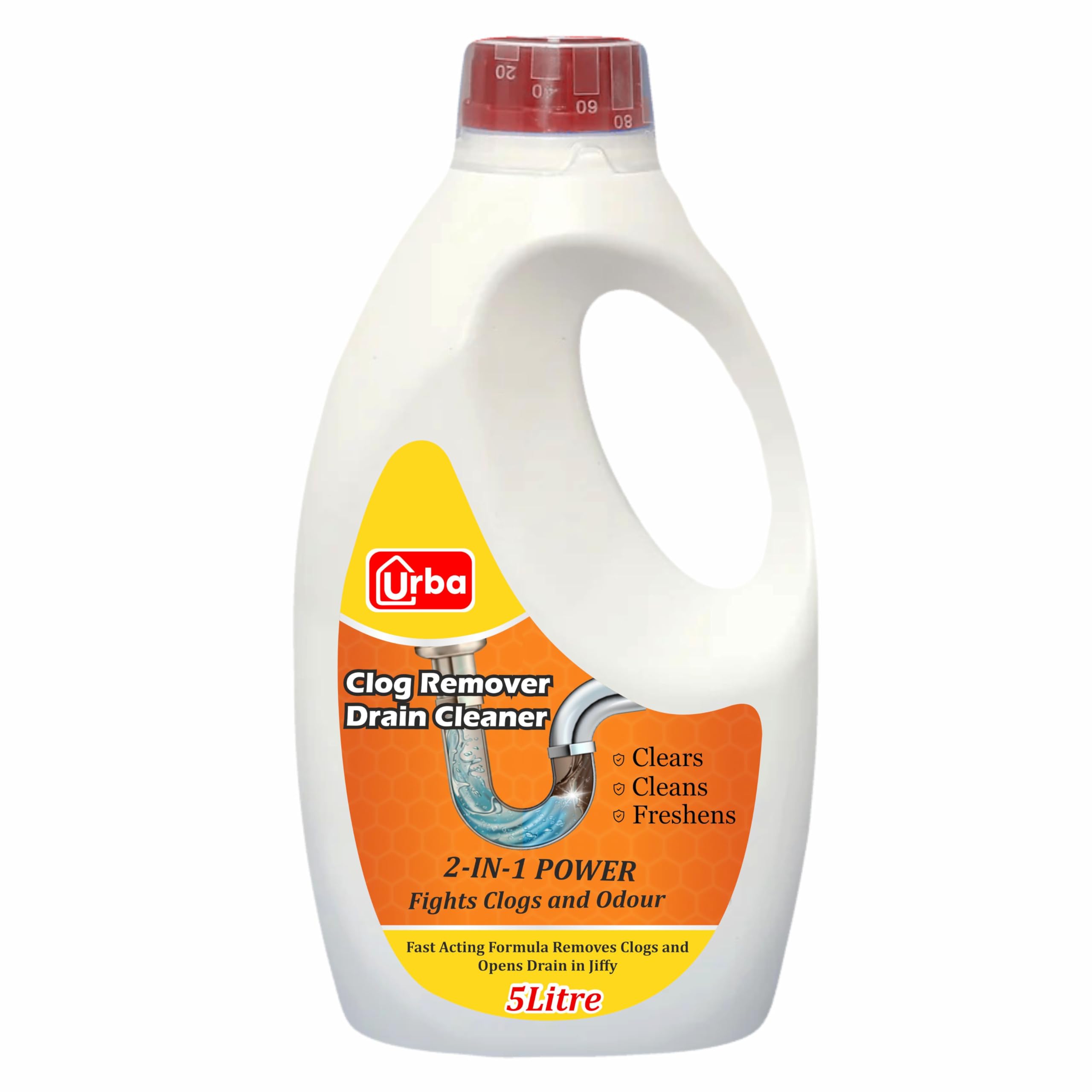 URBA Drain Cleaner & Clog Block Remover 5000 ml, Cleaner for Shower or Sink Drains, Unclogs and Removes Hair, Soap Scum, Blockages, for regular use in drains, grease-traps, gullies & pipework (B0CNP97ZBK) Amazon Price History, Amazon Price Tracker