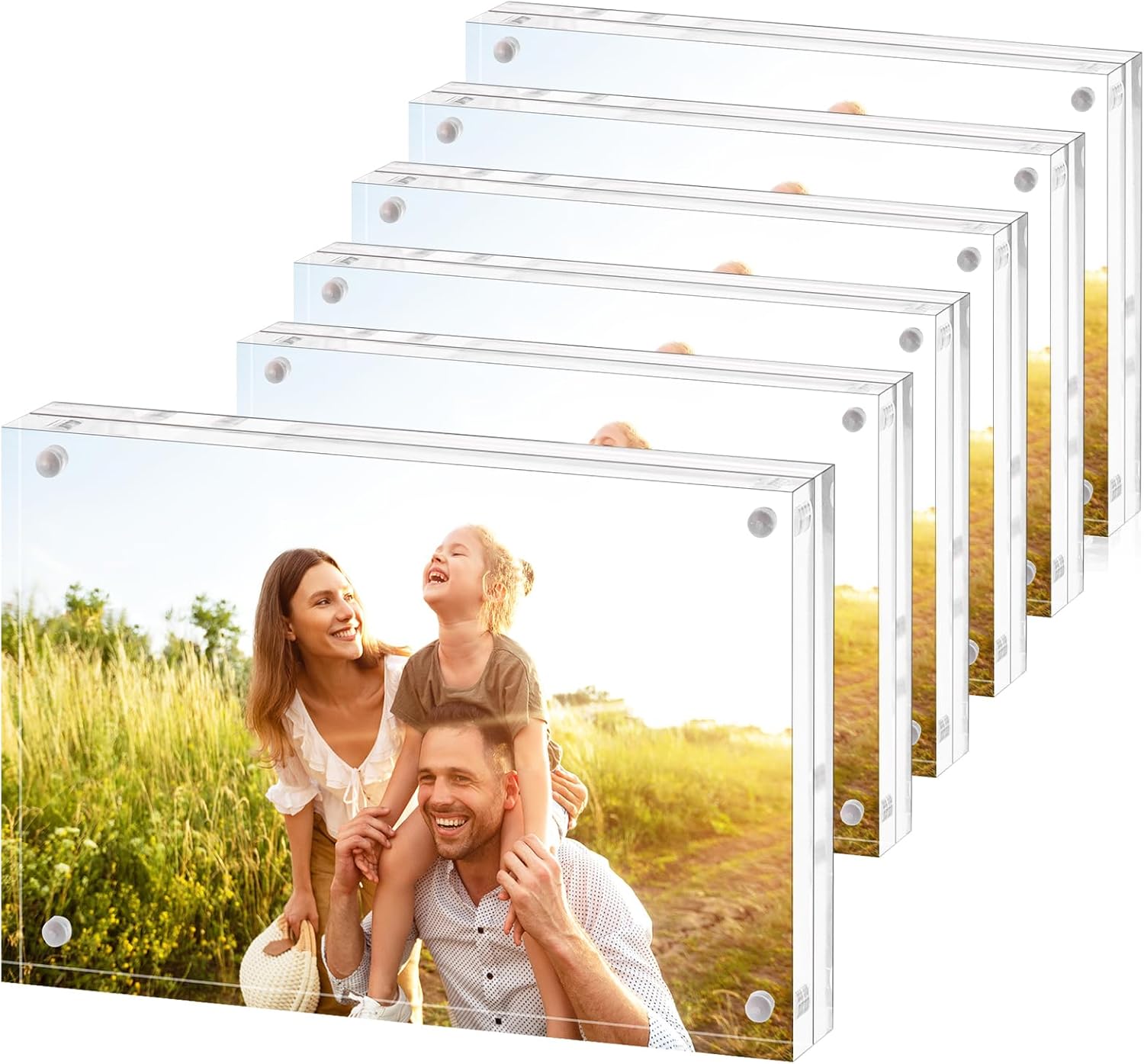 Fixwal 5x7 Picture Frame, 6 Pack Acrylic Frames, Clear Double Sided Photo Frame with Magnetic Desktop