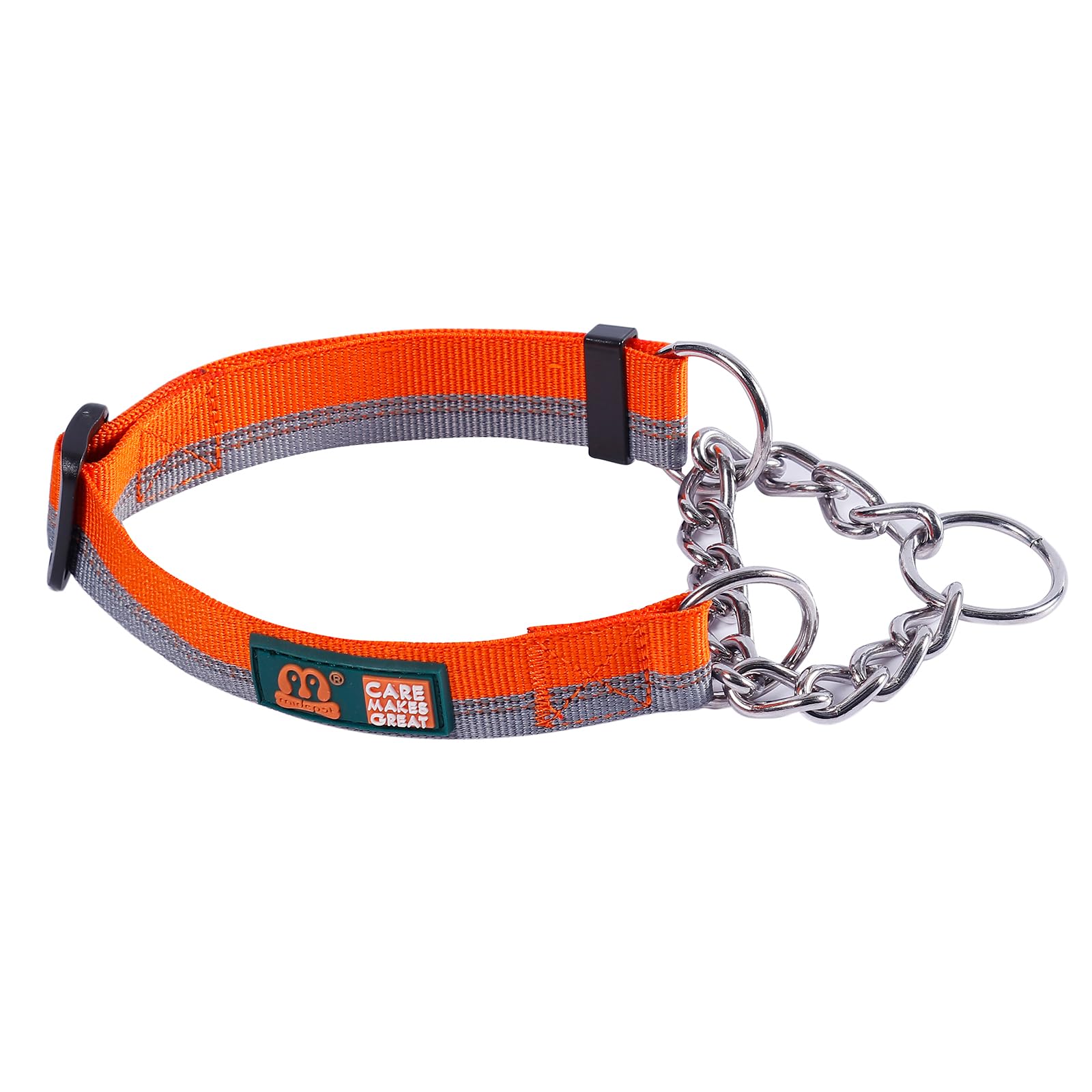 Cature Martingale Collar for Dogs Reflective Nylon Dog Training Collars Soft Padded No Pull Adjustable Collars Stainless Steel Chain Collar for Large/Medium/Small Dogs (Orange, S) (B0CS3NQLMK) Amazon Price History, Amazon Price Tracker