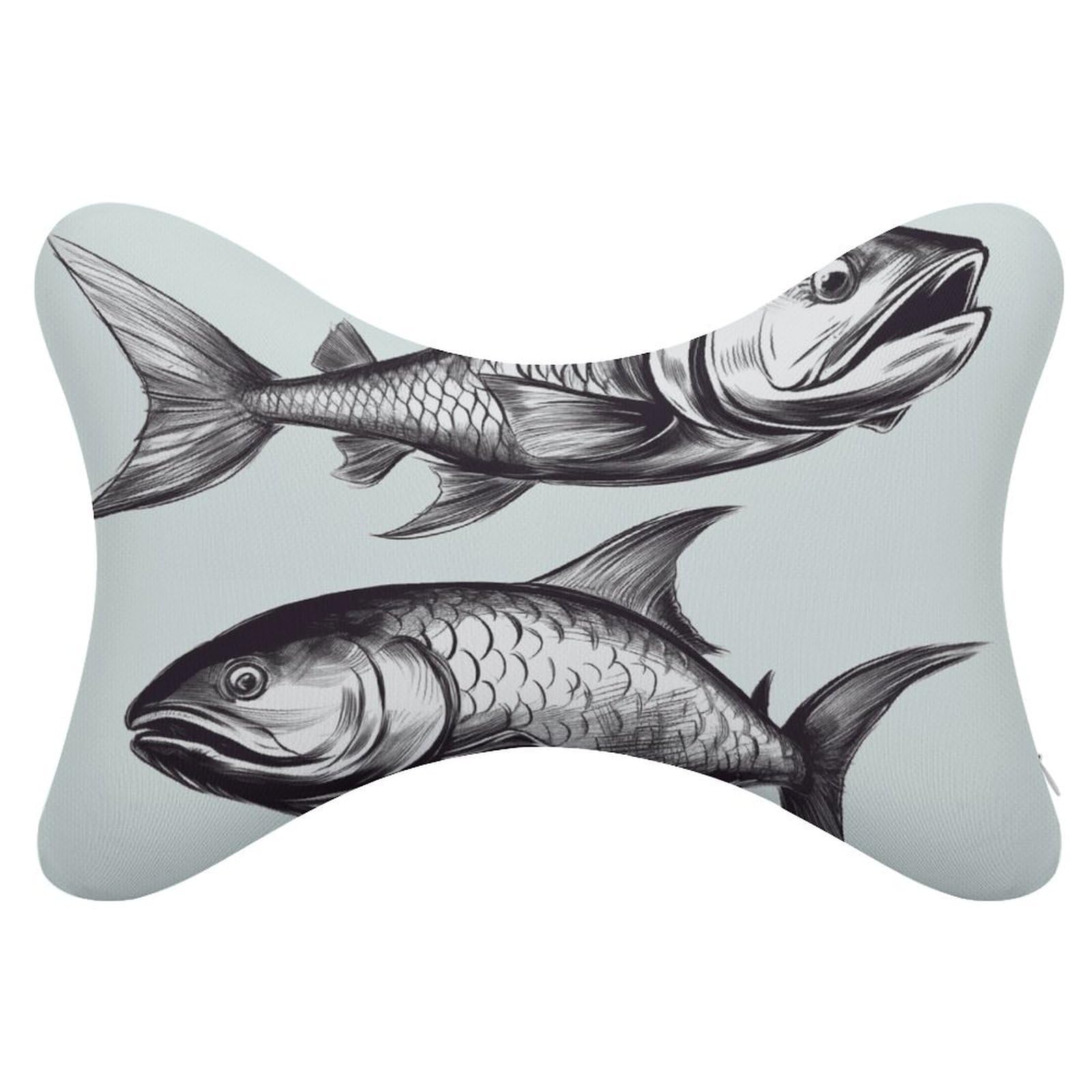 Adfgyerh Style Sketch Fish Pillow ，Memory Foam Pillow Core，Cushion,Provide Neck Support，Car Pillows For Travel Car Seats And Home Offices.