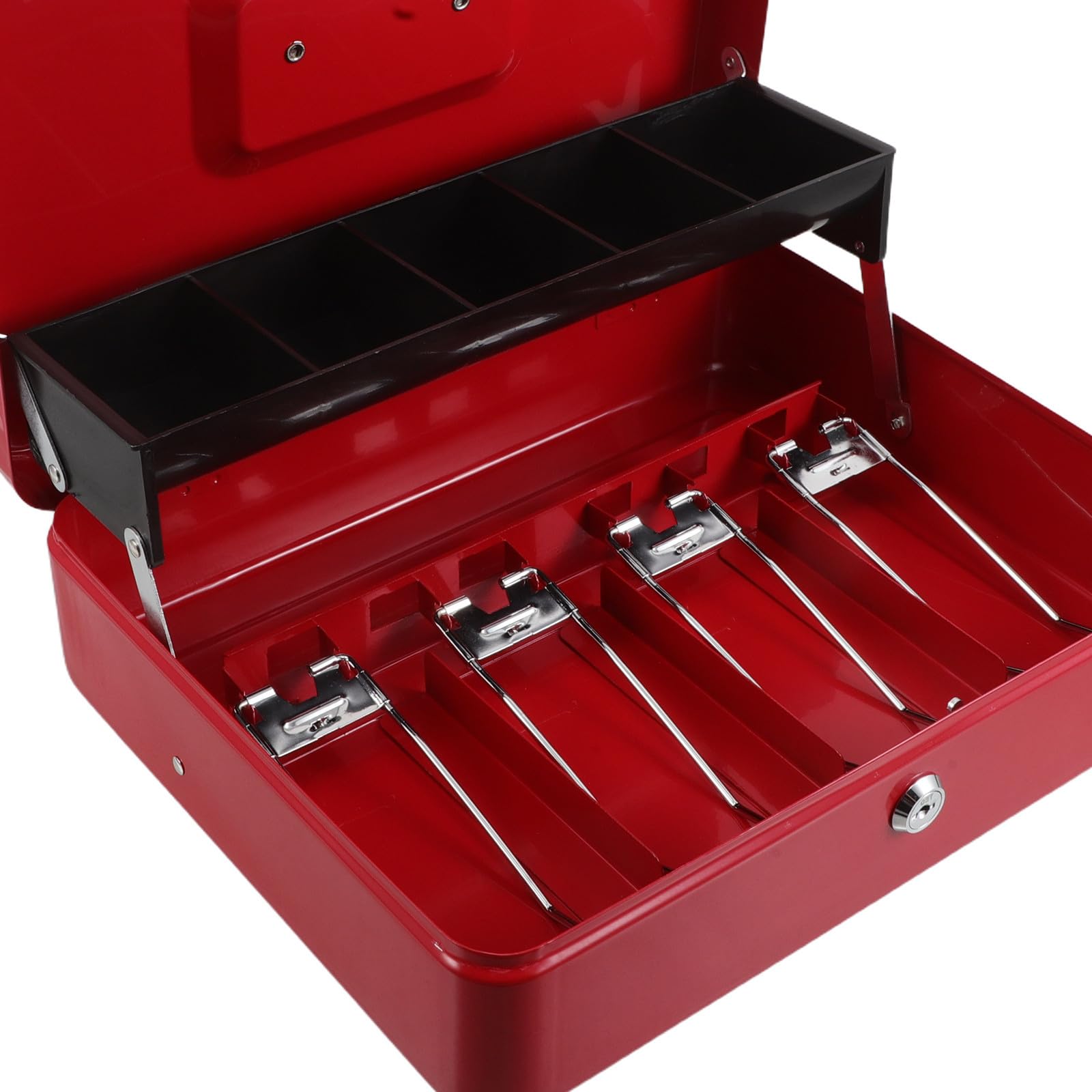 Caja de Seguridad con Llave para Monedas y Billetes, Rojo Aleación