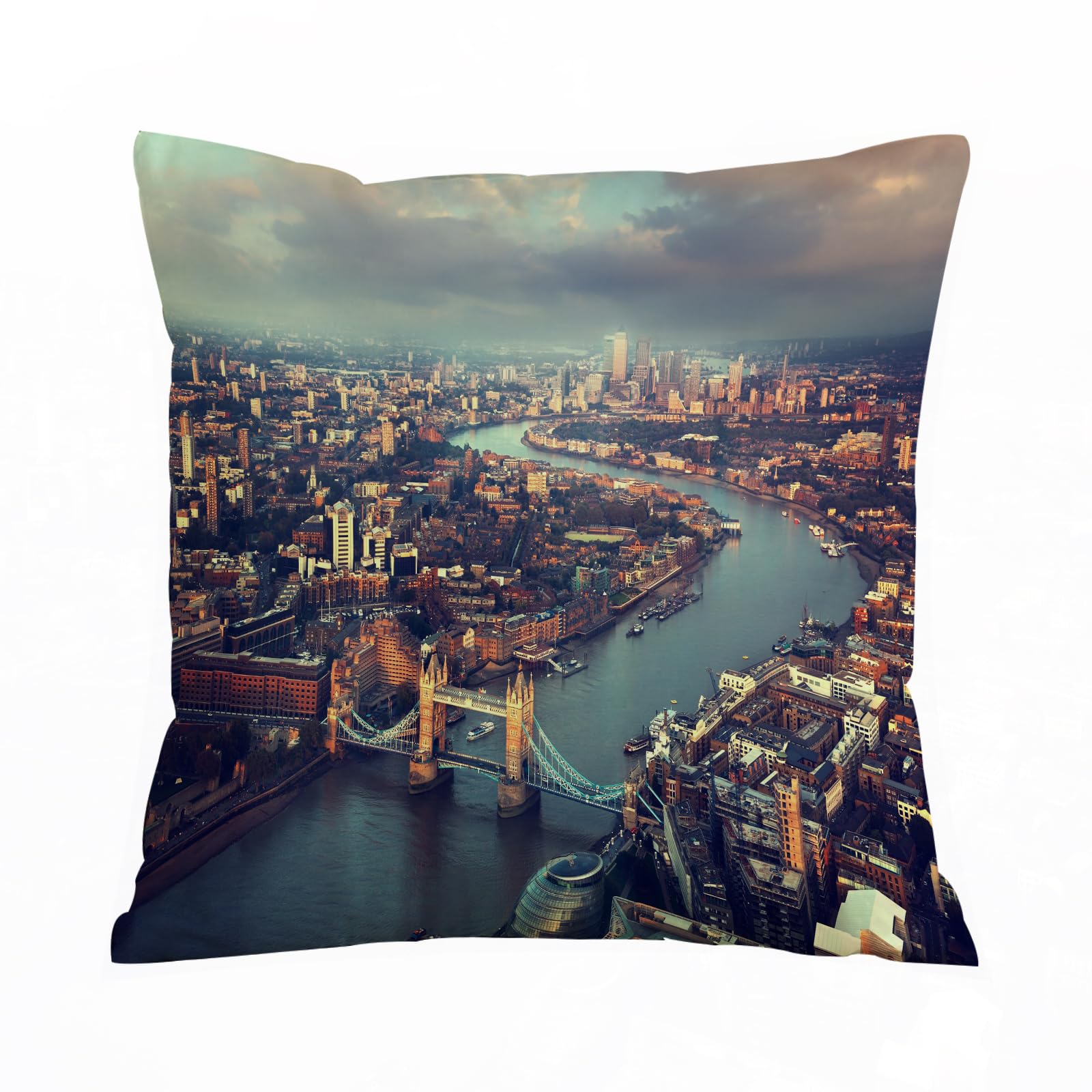 Aelksp Urban London View,Panoramic Picture Of Thame - A10 Cushion Cover Decorations Pillow Cover Home For Livingroom Couch Sofa Decor Throw Pillow Case Gifts,Urban London View,Panoramic Picture Of Thames River And Tower Bridge Picture Print,18X18 In