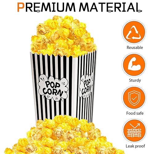 Miniatura 9 de DECYOOL - Bolsas de papel para palomitas de maíz, 30 bolsas de palomitas de maíz en blanco y negro, cajas de palomitas de maíz en blanco y negro,