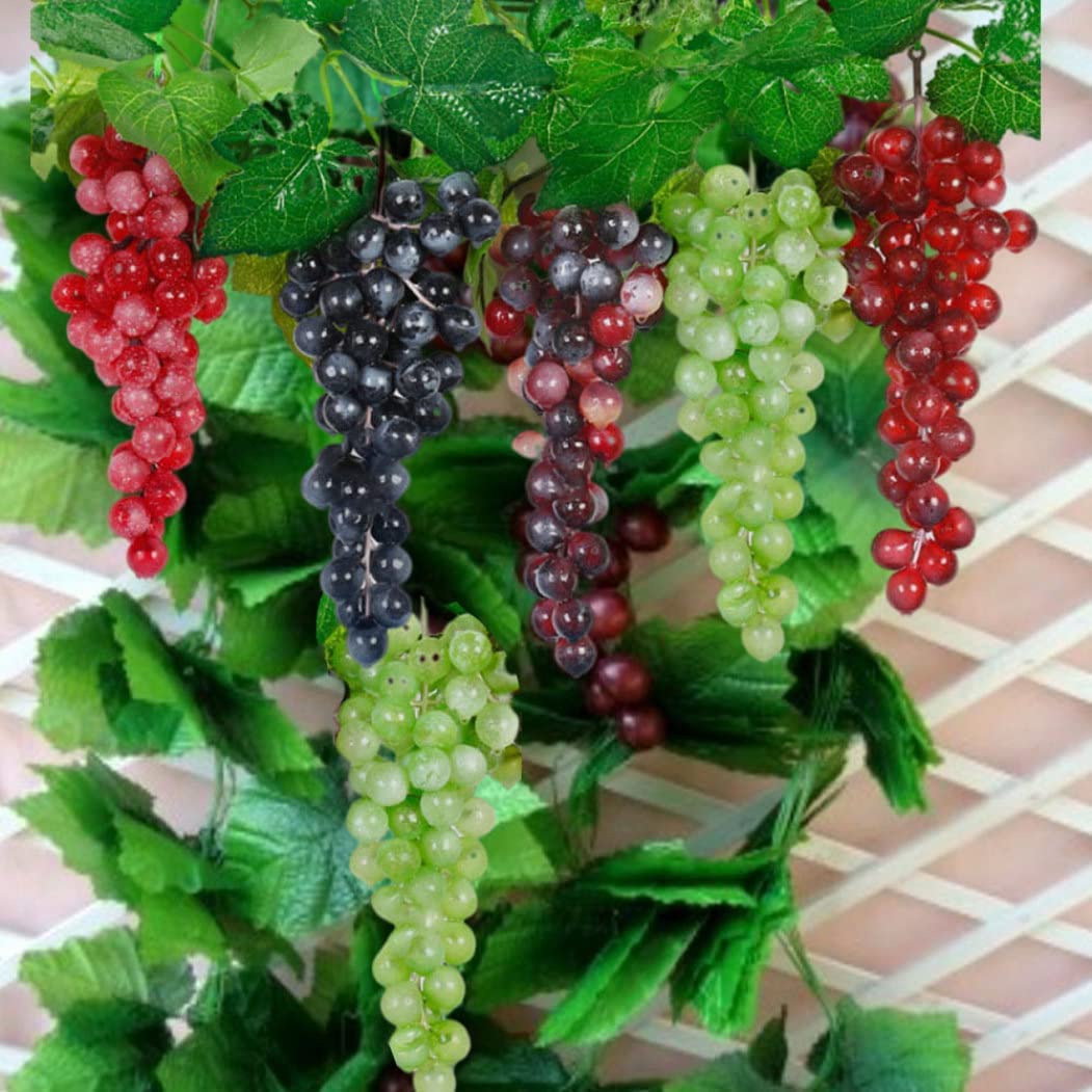 Décoration Salon Vin Raisins Artificiels Molyorch - Lot De 7 Pièces Avec Vigne - Décoration Réaliste Pour Maison Grappe De Raisin Artificielle