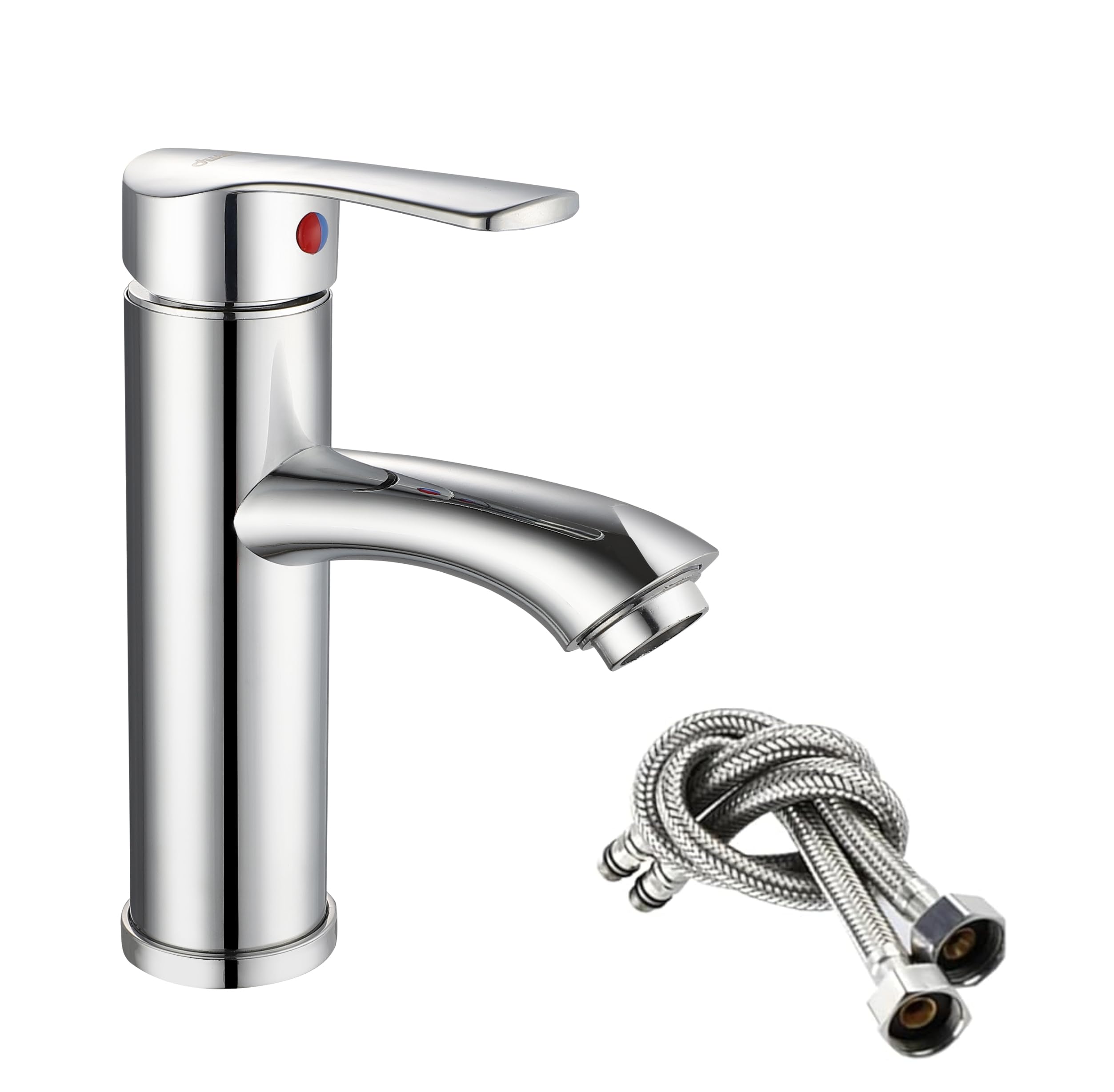 Fossa Brass Single Lever Basin Mixer countertop hot and Cold Water,wash Basin tap, with Hose Pipe Basin Mixer Faucet (Chrome Finish) (Silver) (B0CR6B2W23) Amazon Price History, Amazon Price Tracker