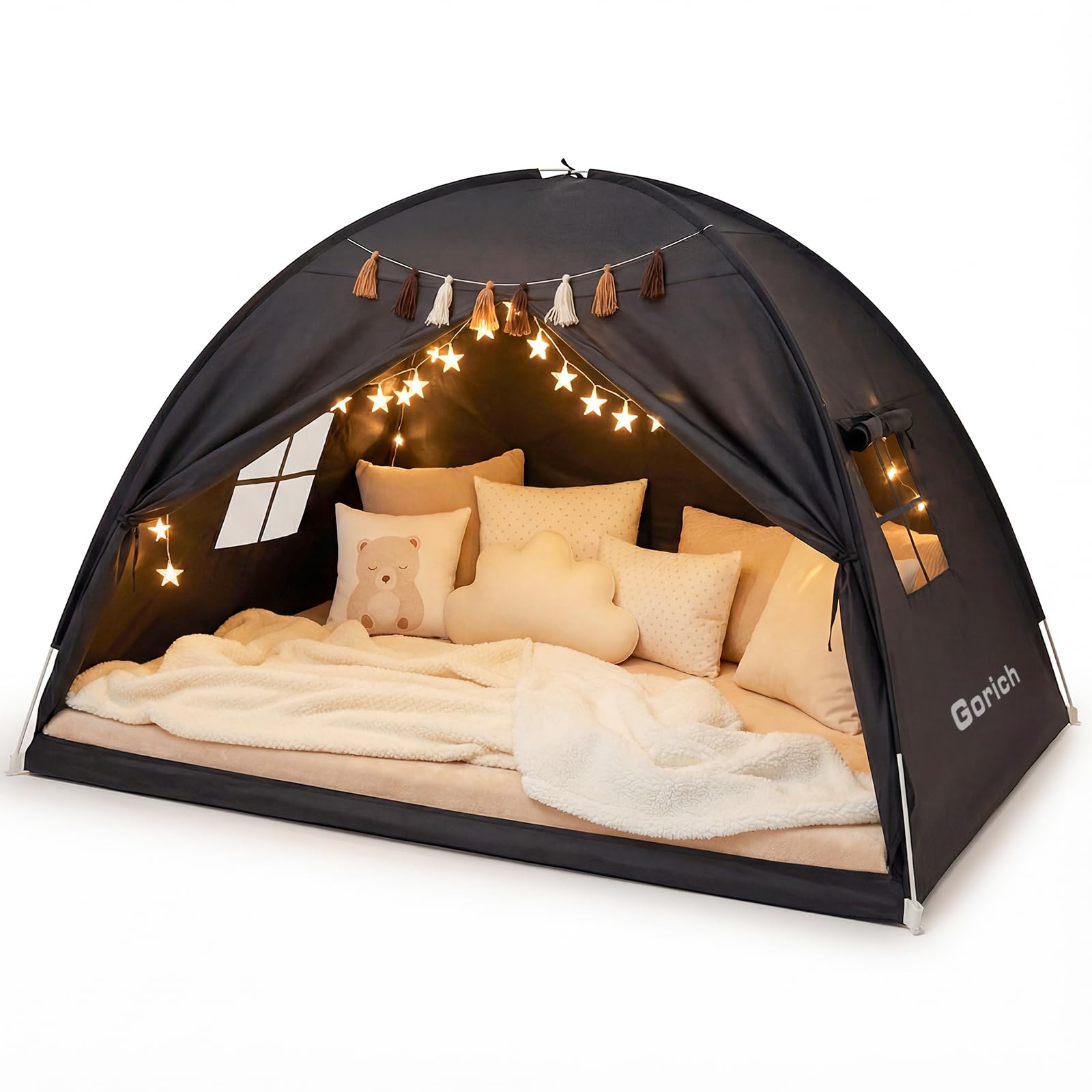 Gorich Twin Bed Tent for Kids, Indoor Privacy Toddler Sleeping Canopy with Mesh Window