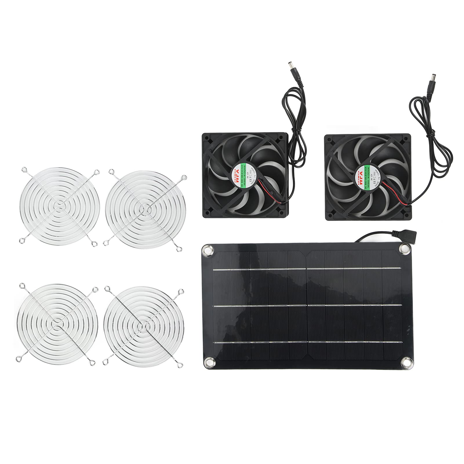 Hyuduo Tragbarer, Sicherer und Umweltfreundlicher Solarlüfter mit Zwei Abgas- und Solarpanel Stromversorgung für die Innenlüftung. Geeignet für Haustierhäuser, Gewächshäuser,