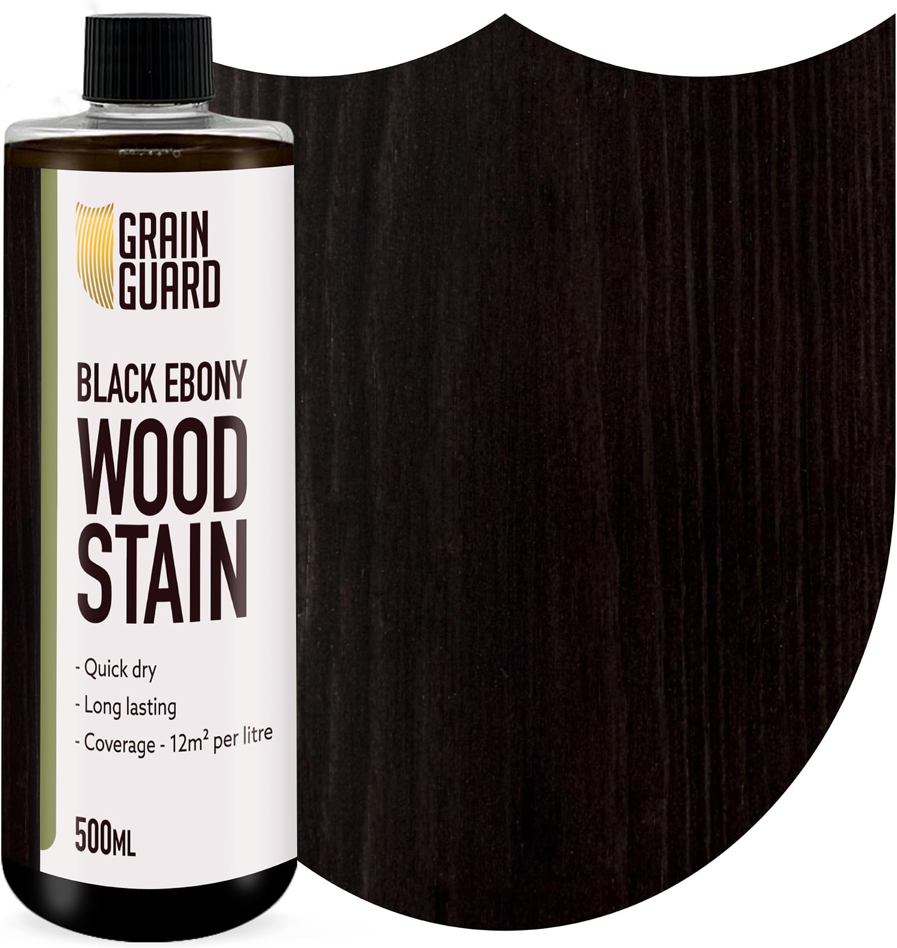 Wood Stain Water Based | Black Ebony | 500ml | Interior Furniture Stain | Light & Dark Stains | Eco-Friendly & Non-Toxic Wood Dye | Easy Application | Quick Dry & Low Odour